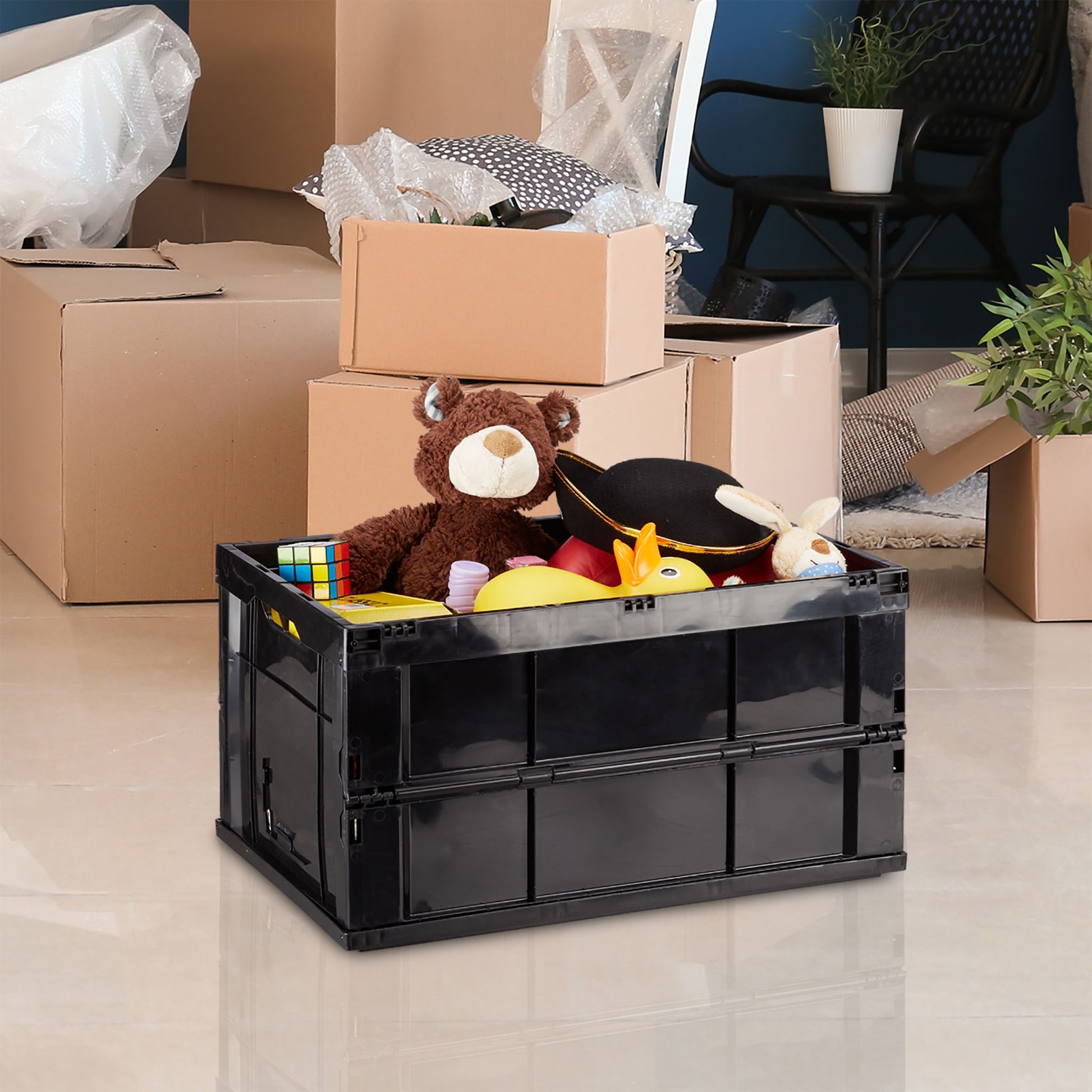Klappbox stabil Schwarz von Relaxdays