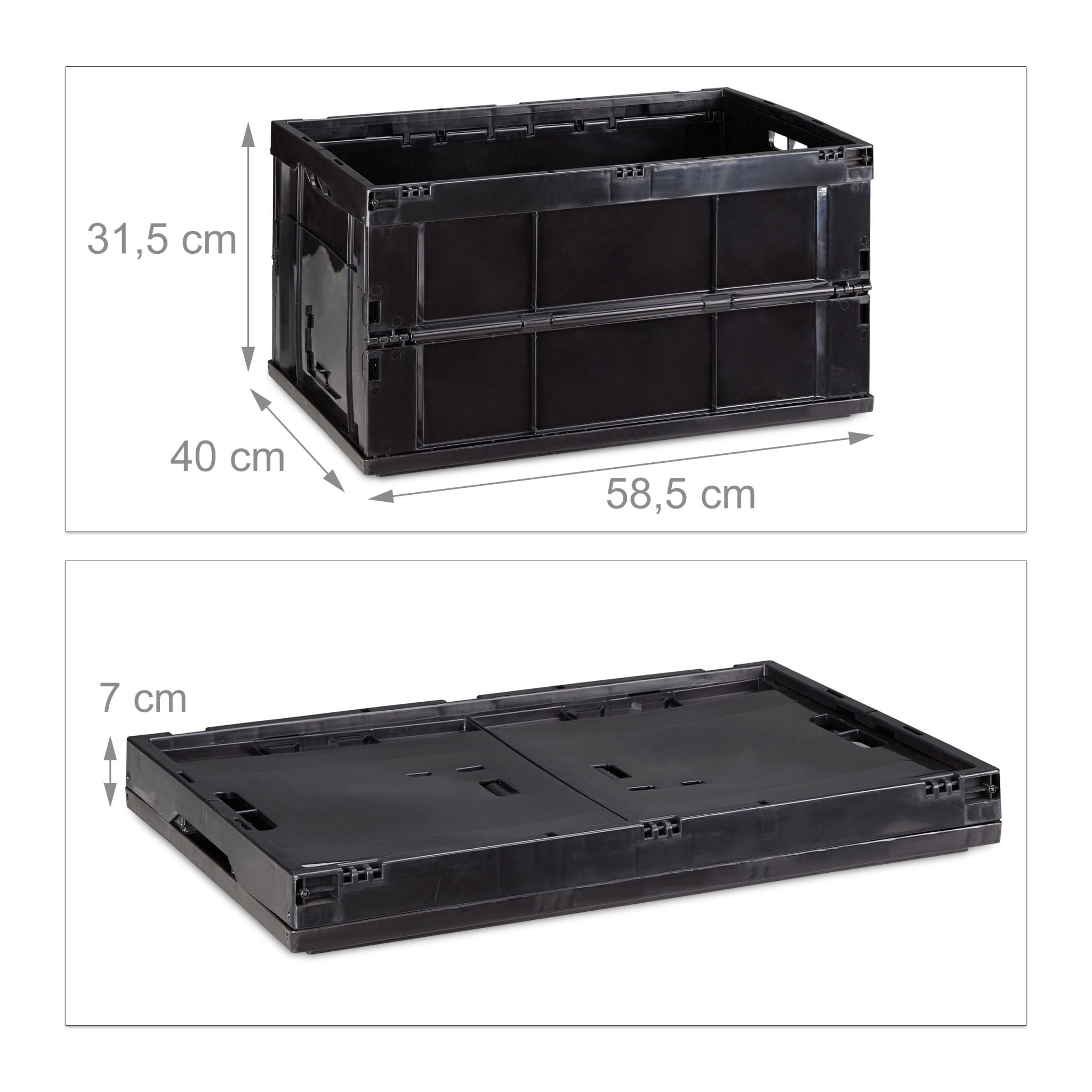 Klappbox stabil Schwarz von Relaxdays