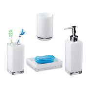 Badaccessoires Set 4-teilig Weiss-Silber-Transparent von Relaxdays
