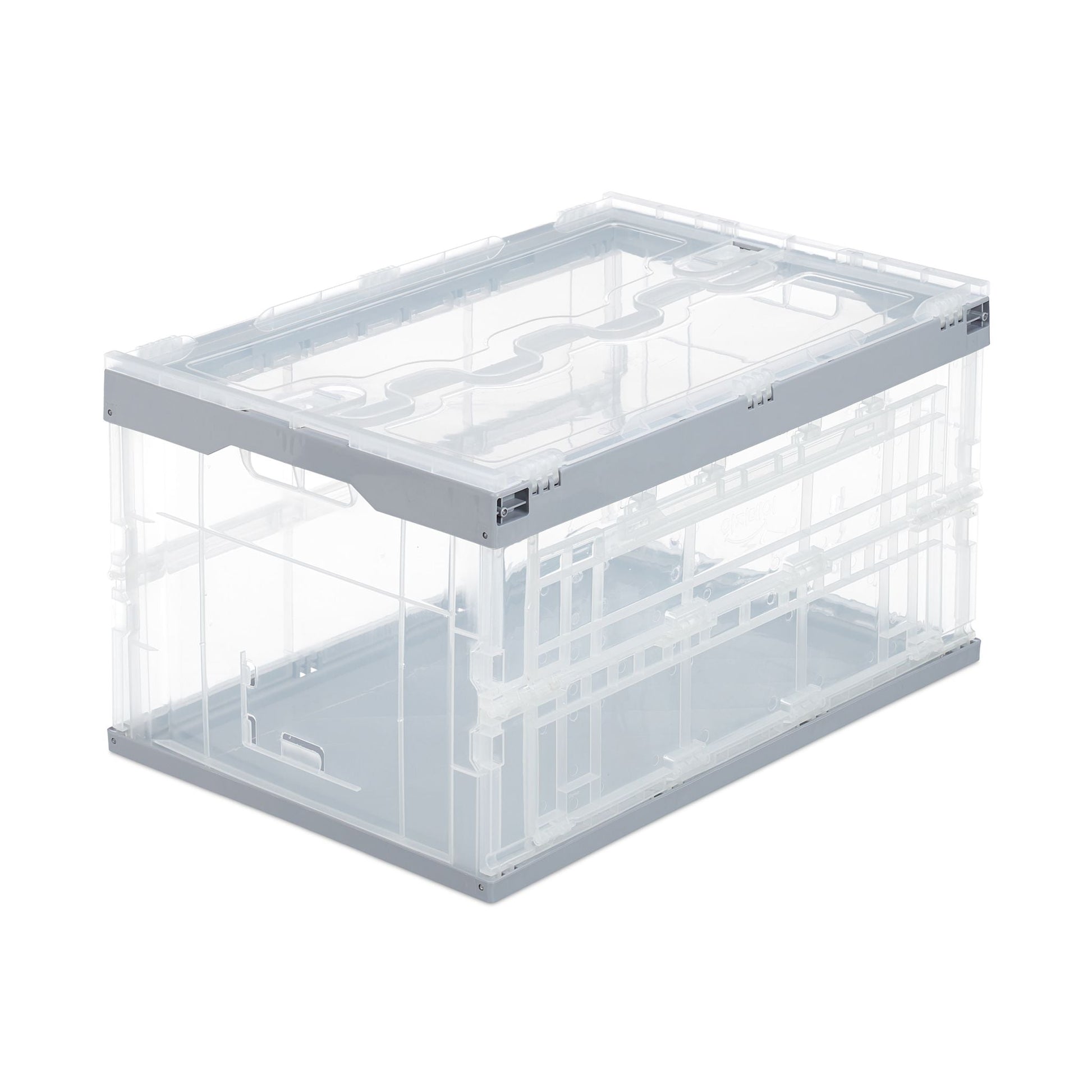 Transportbox mit Deckel Transparent-Grau von Relaxdays