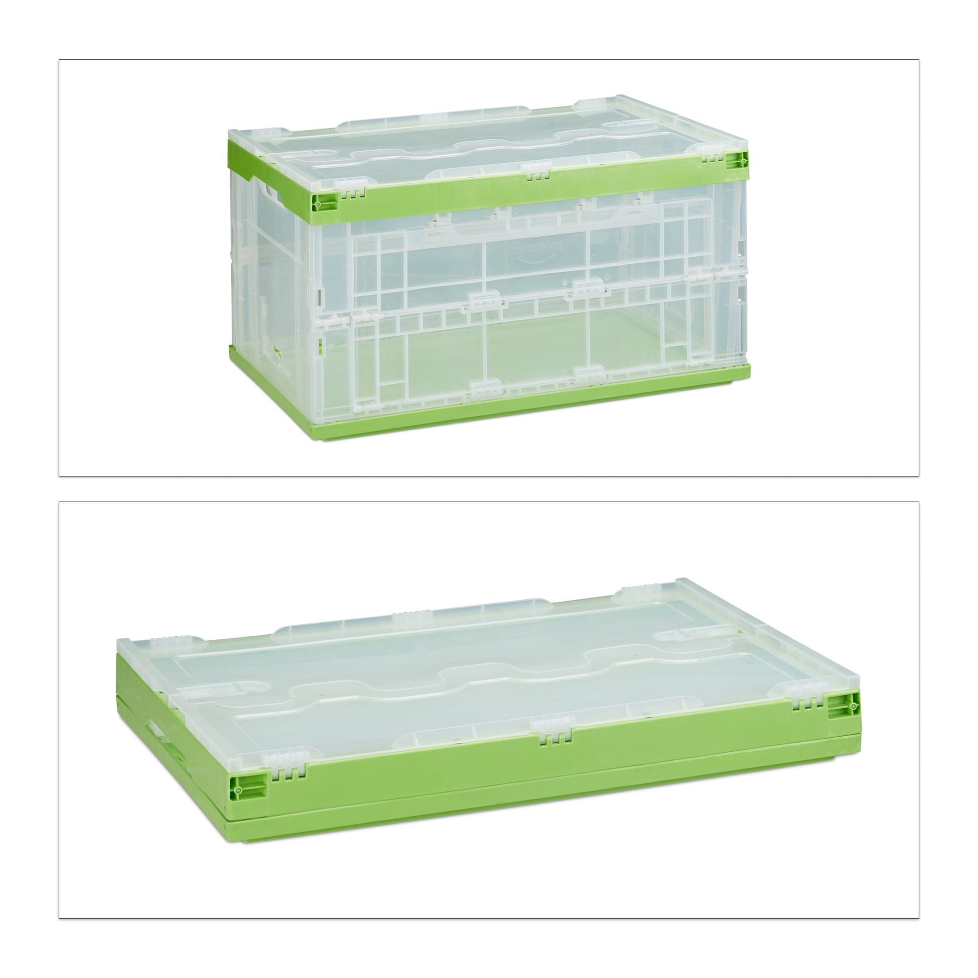 Transportbox mit Deckel Grün-Transparent von Relaxdays