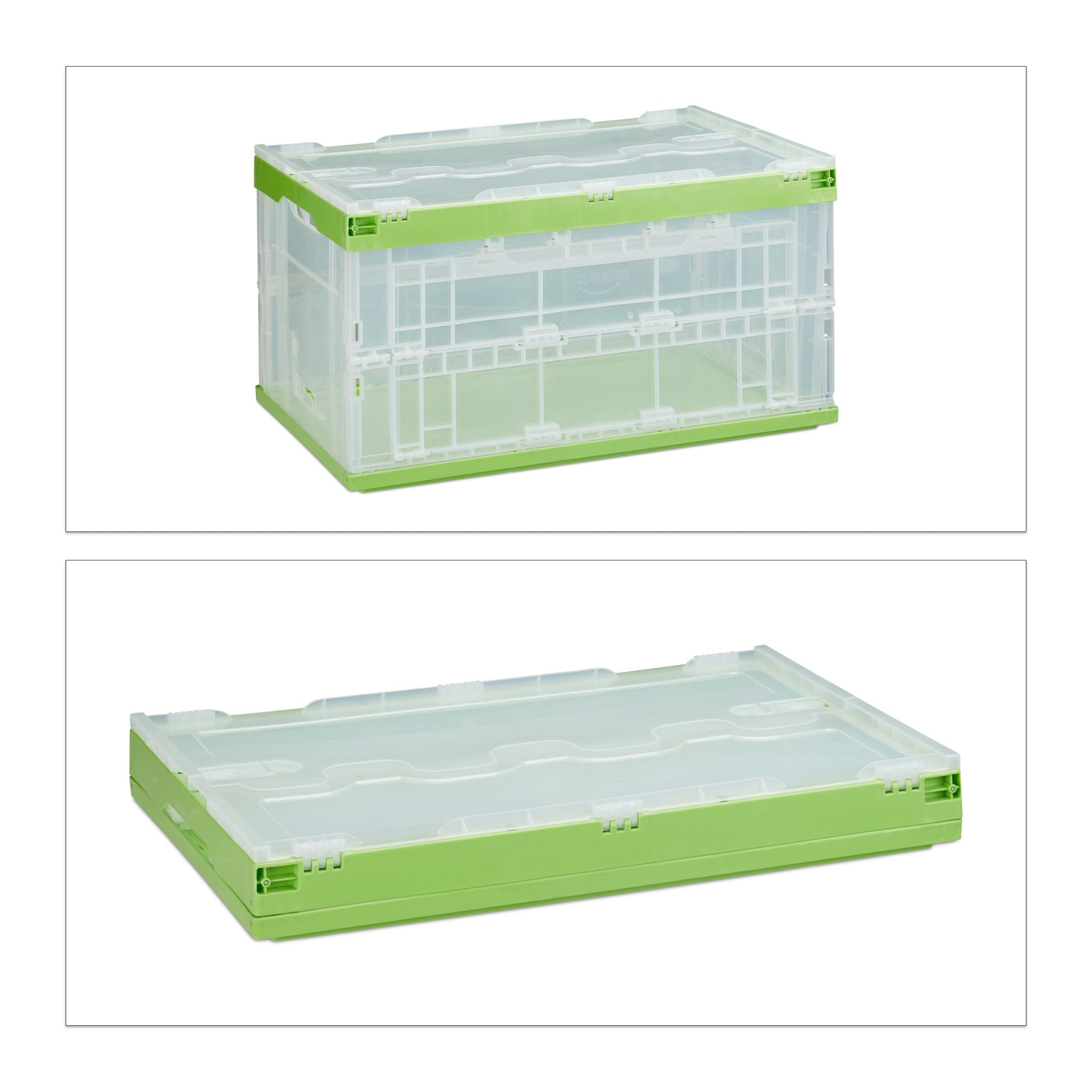 Transportbox mit Deckel Grün-Transparent von Relaxdays
