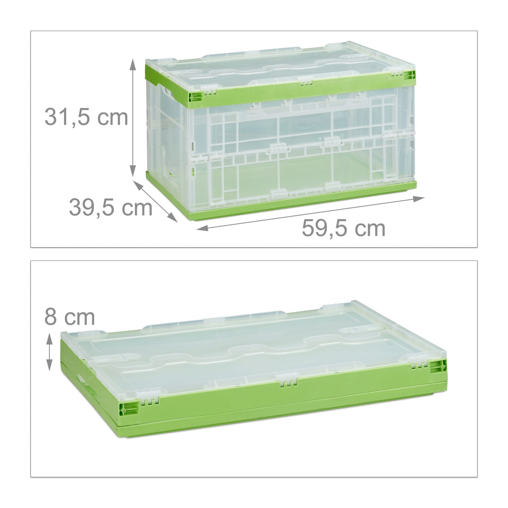Transportbox mit Deckel Grün-Transparent von Relaxdays