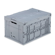 Transportbox 60L mit Deckel Grau von Relaxdays