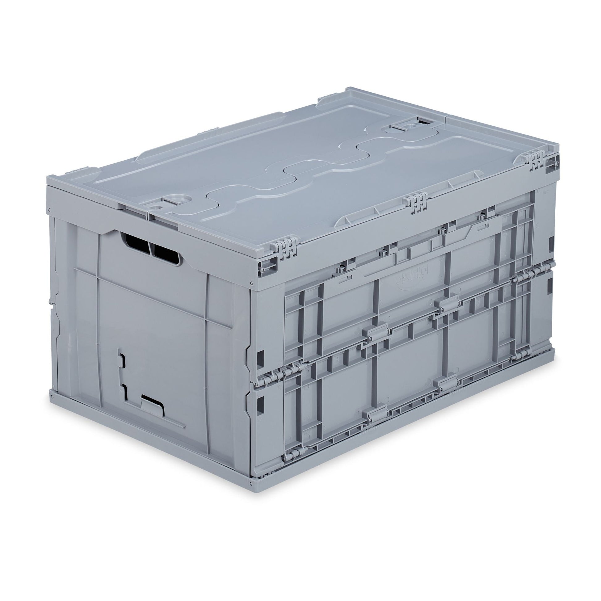 Transportbox 60L mit Deckel Grau von Relaxdays