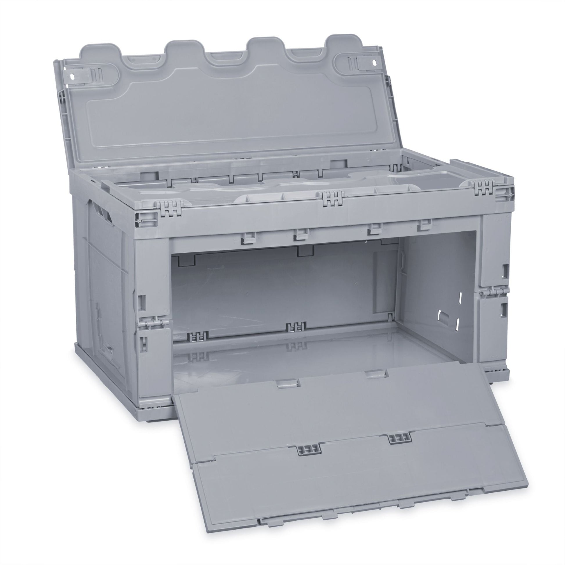 Transportbox 60L mit Deckel Grau von Relaxdays