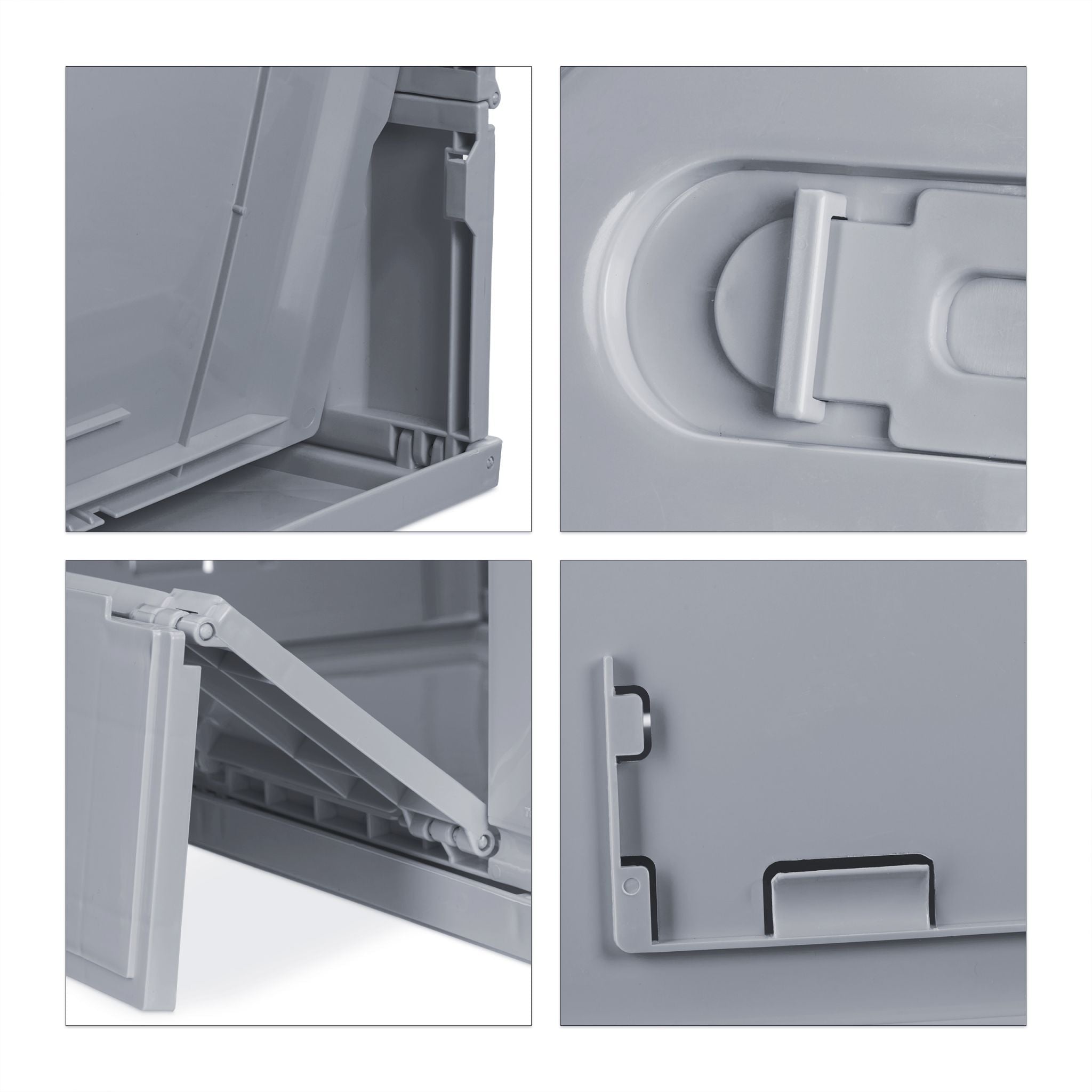 Transportbox 60L mit Deckel Grau von Relaxdays