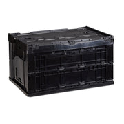 Transportbox 60L mit Deckel Schwarz von Relaxdays