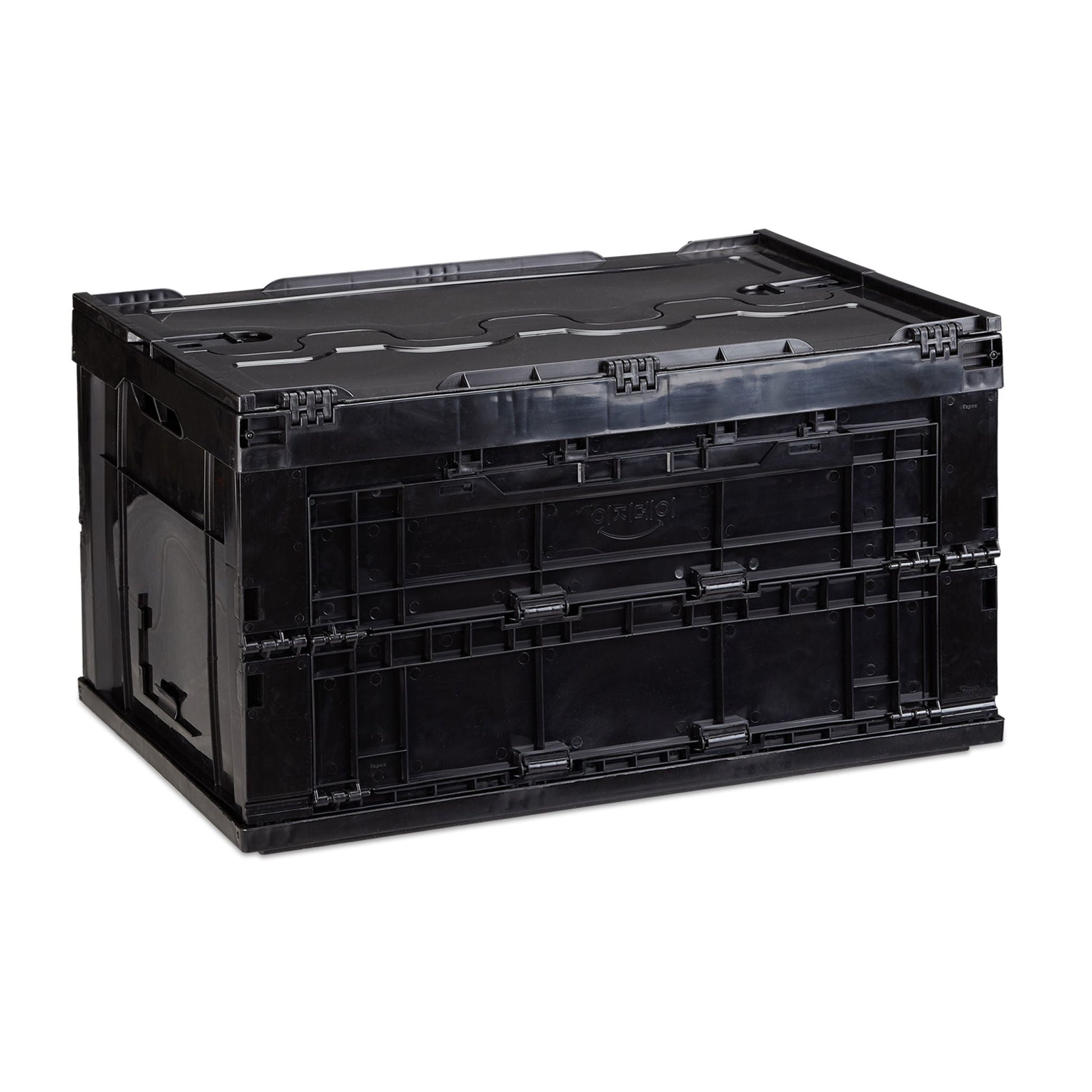 Transportbox 60L mit Deckel Schwarz von Relaxdays