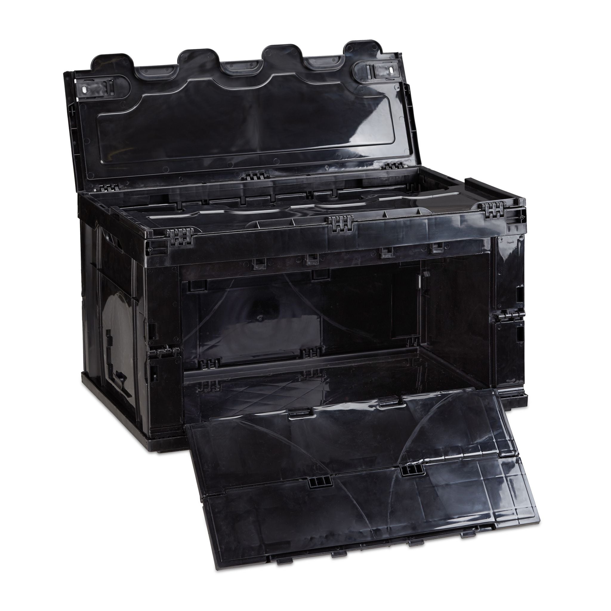 Transportbox 60L mit Deckel Schwarz von Relaxdays