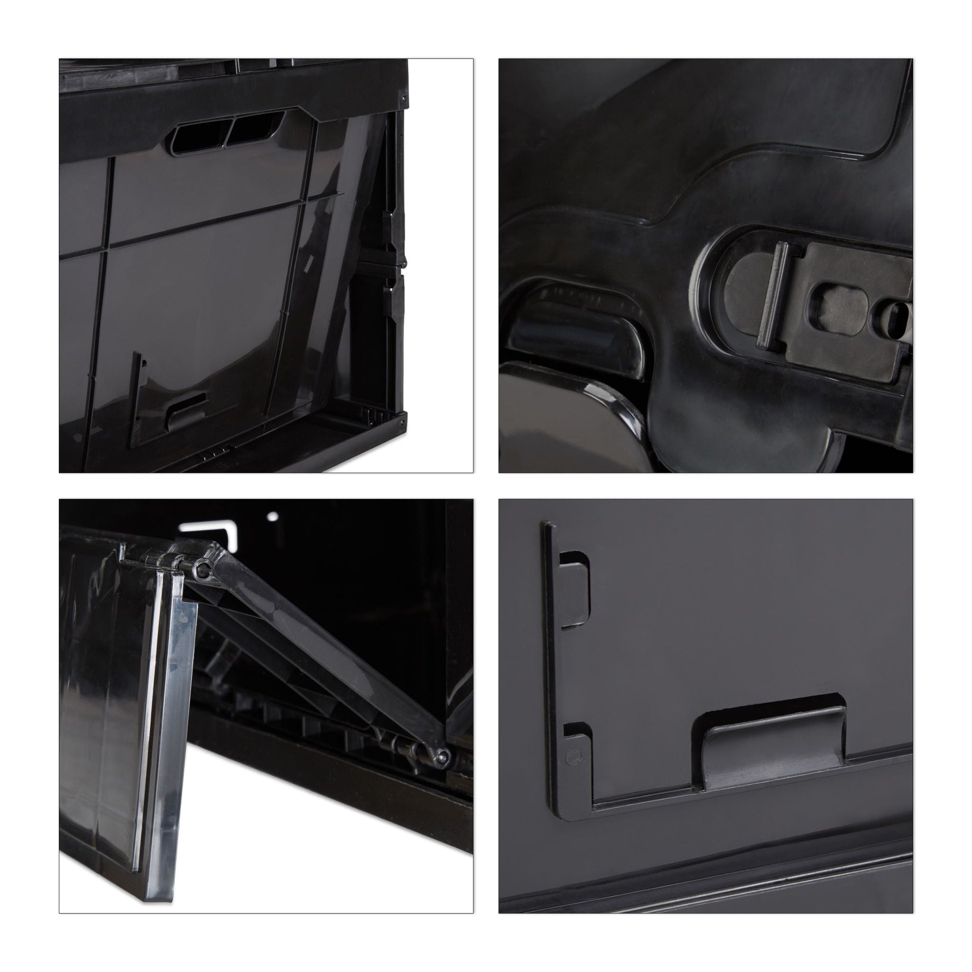 Transportbox 60L mit Deckel Schwarz von Relaxdays