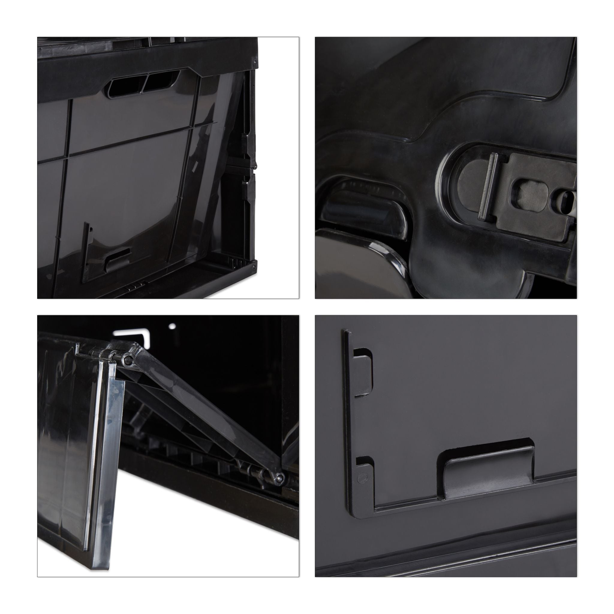 Transportbox 60L mit Deckel Schwarz von Relaxdays