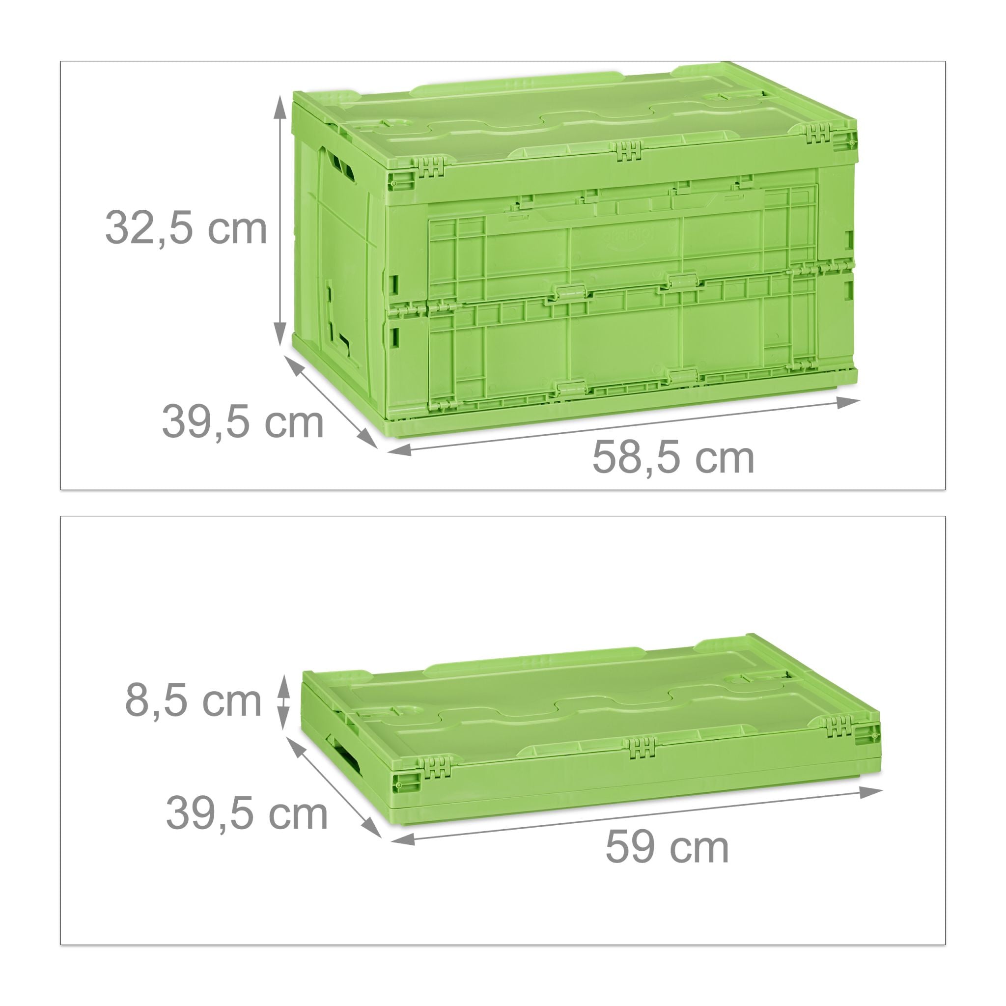 Transportbox 60L mit Deckel Grün von Relaxdays