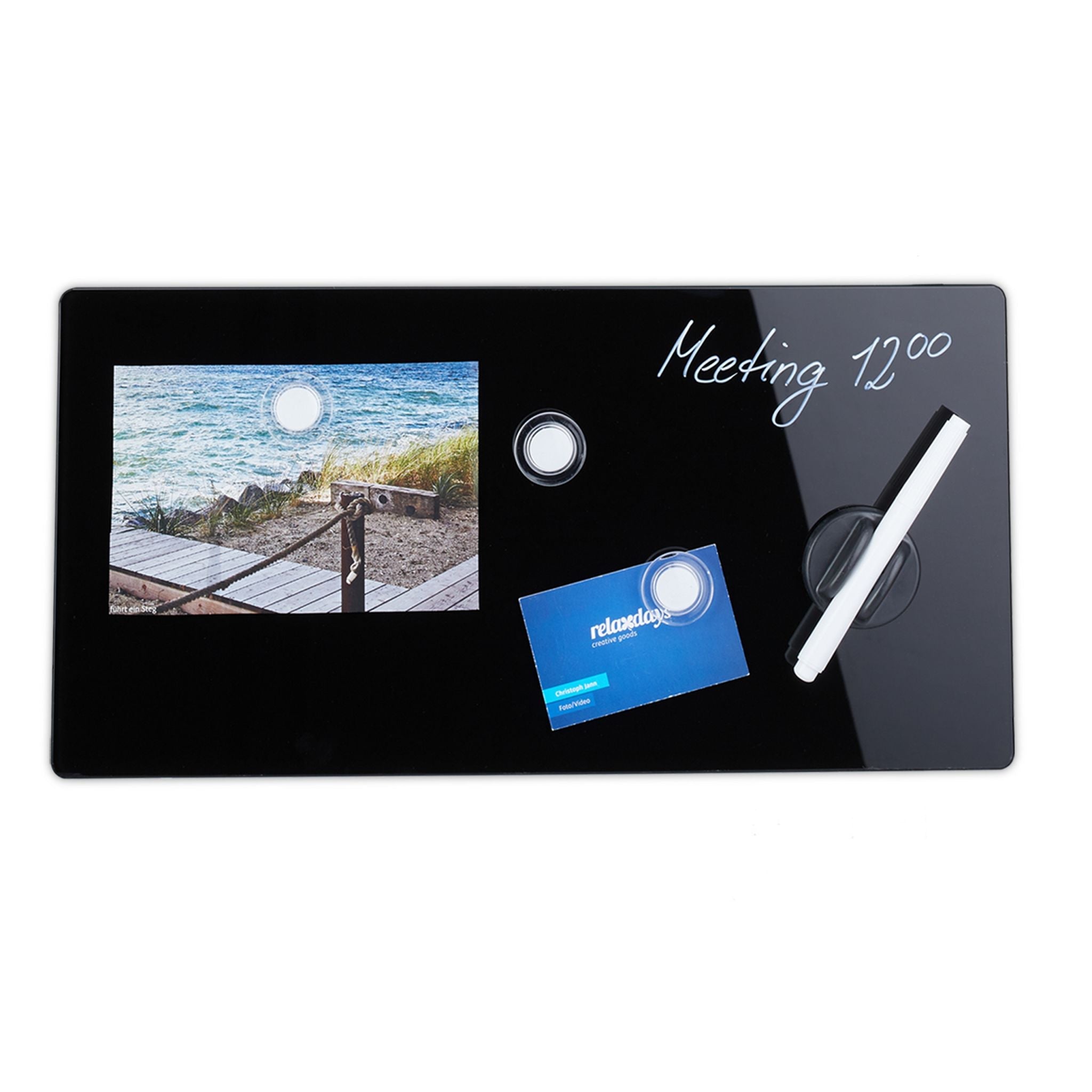 Magnettafel Glas Schwarz von Relaxdays