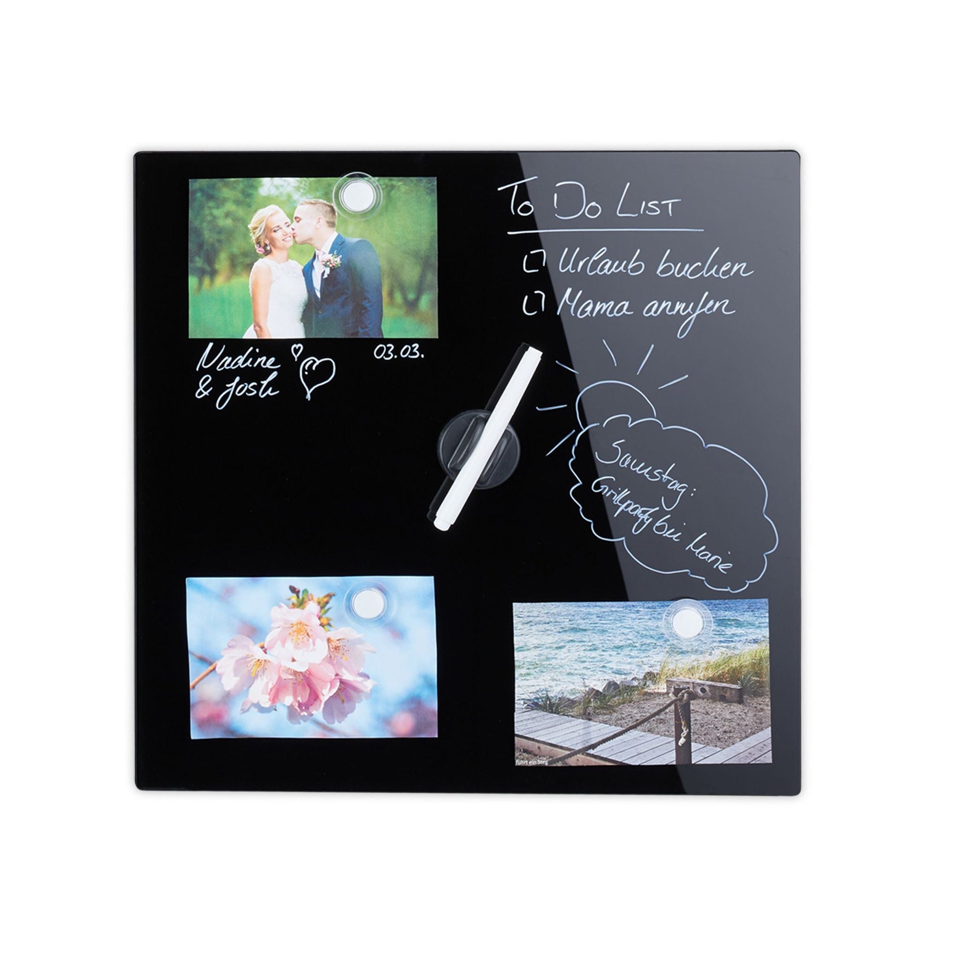 Magnettafel Glas Schwarz von Relaxdays