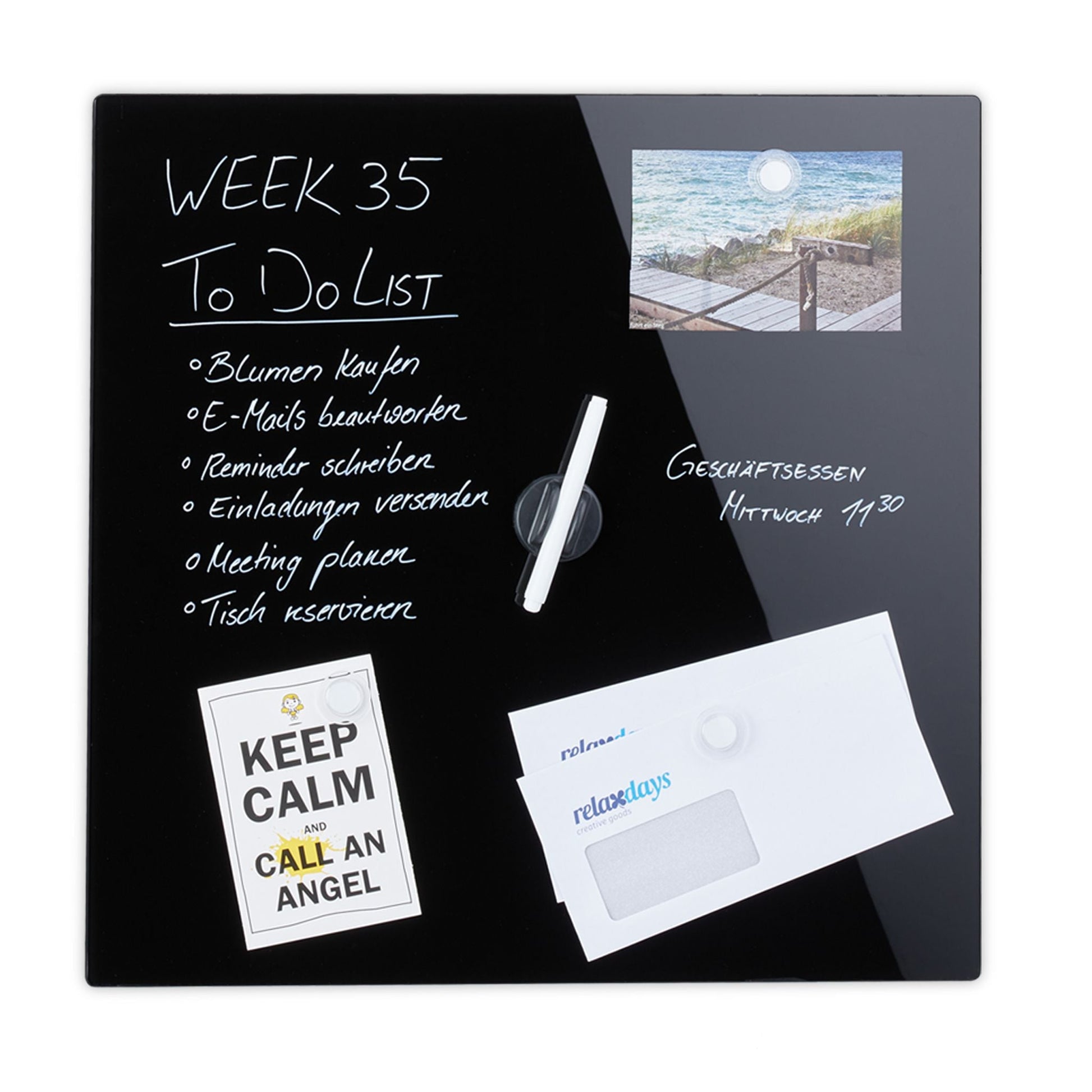 Magnettafel Glas Schwarz von Relaxdays