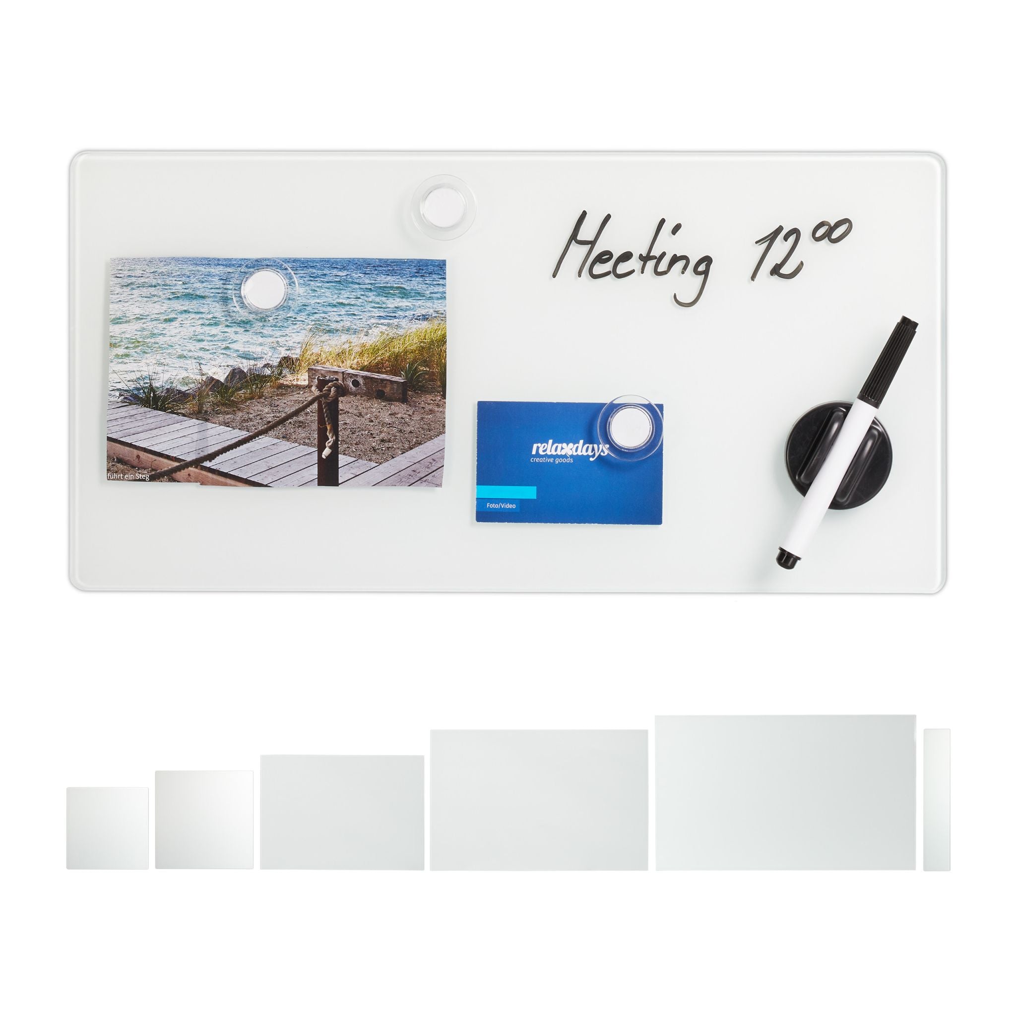 Glas-Magnetboard Weiss von Relaxdays