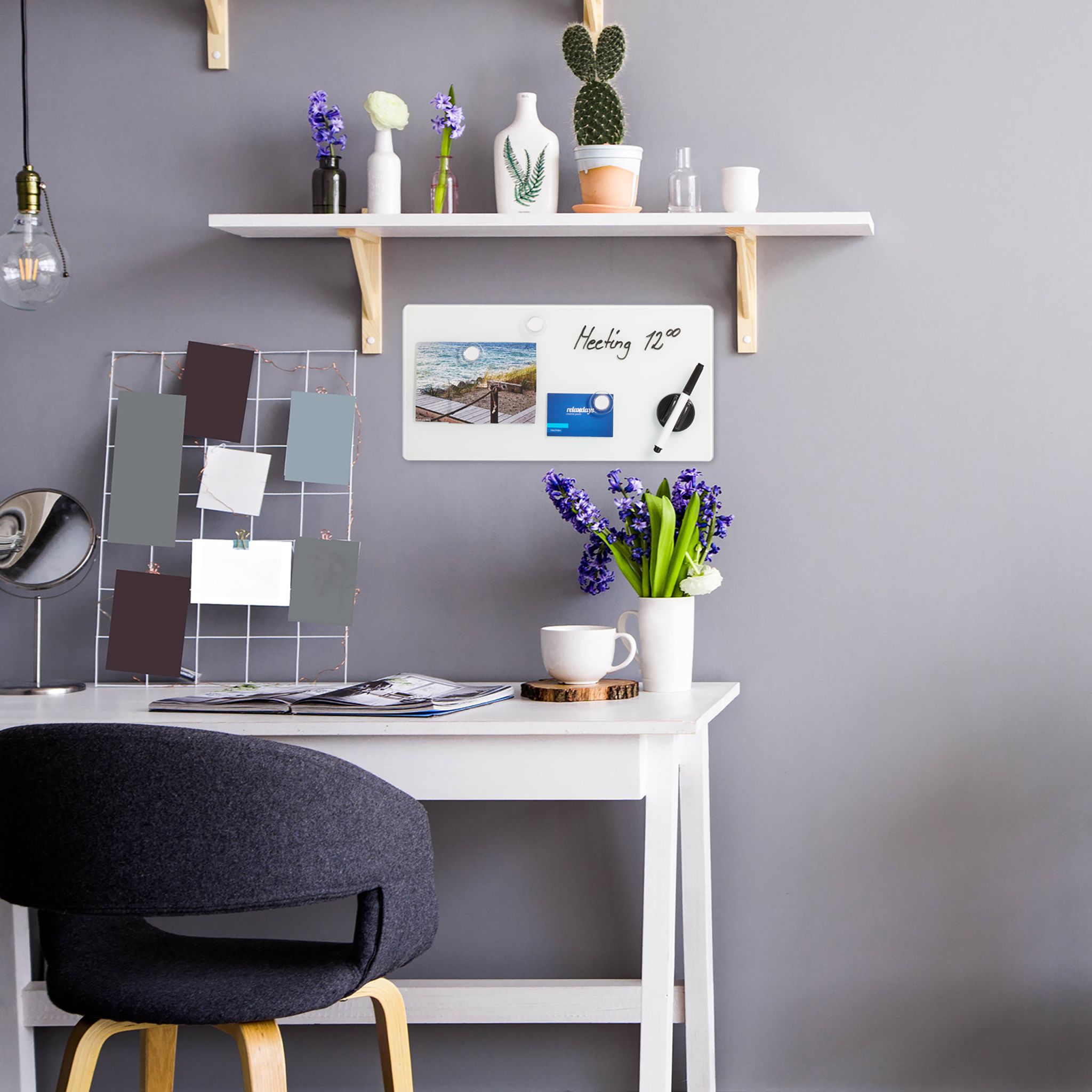 Glas-Magnetboard Weiss von Relaxdays