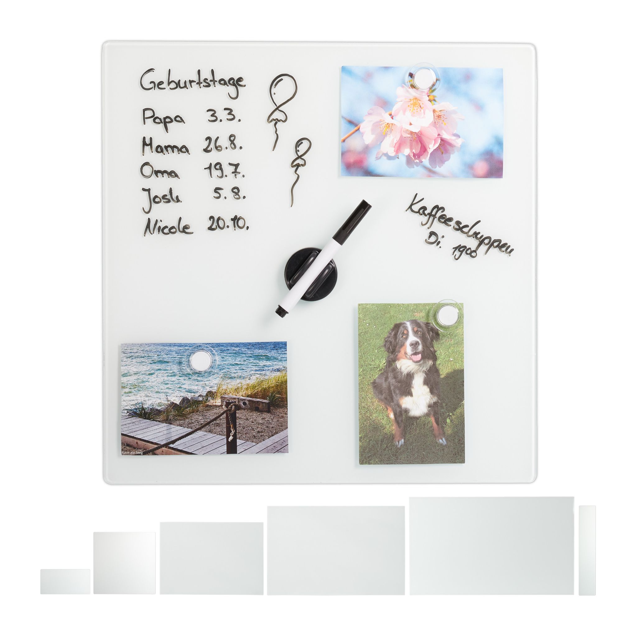 Glas-Magnetboard Weiss von Relaxdays