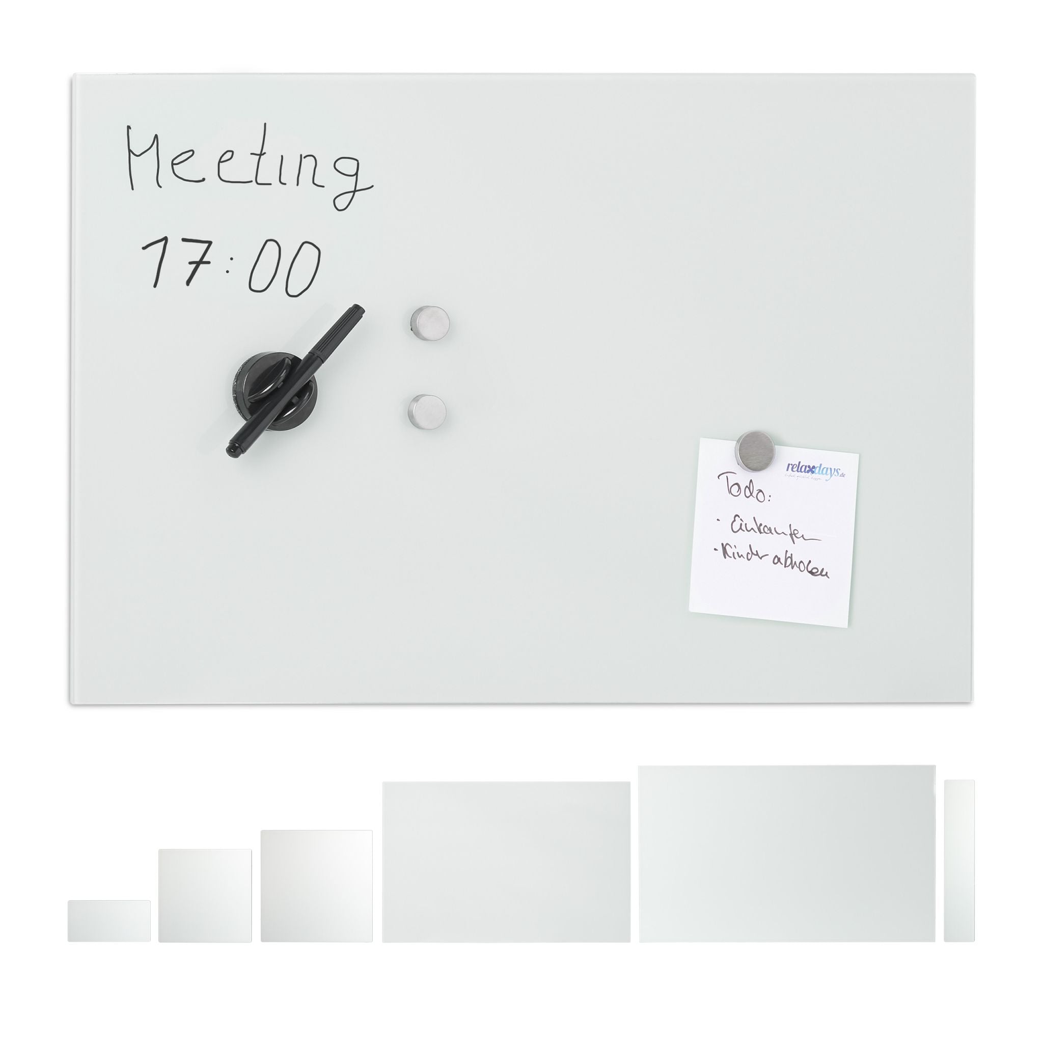 Glas-Magnetboard Weiss Weiss von Relaxdays