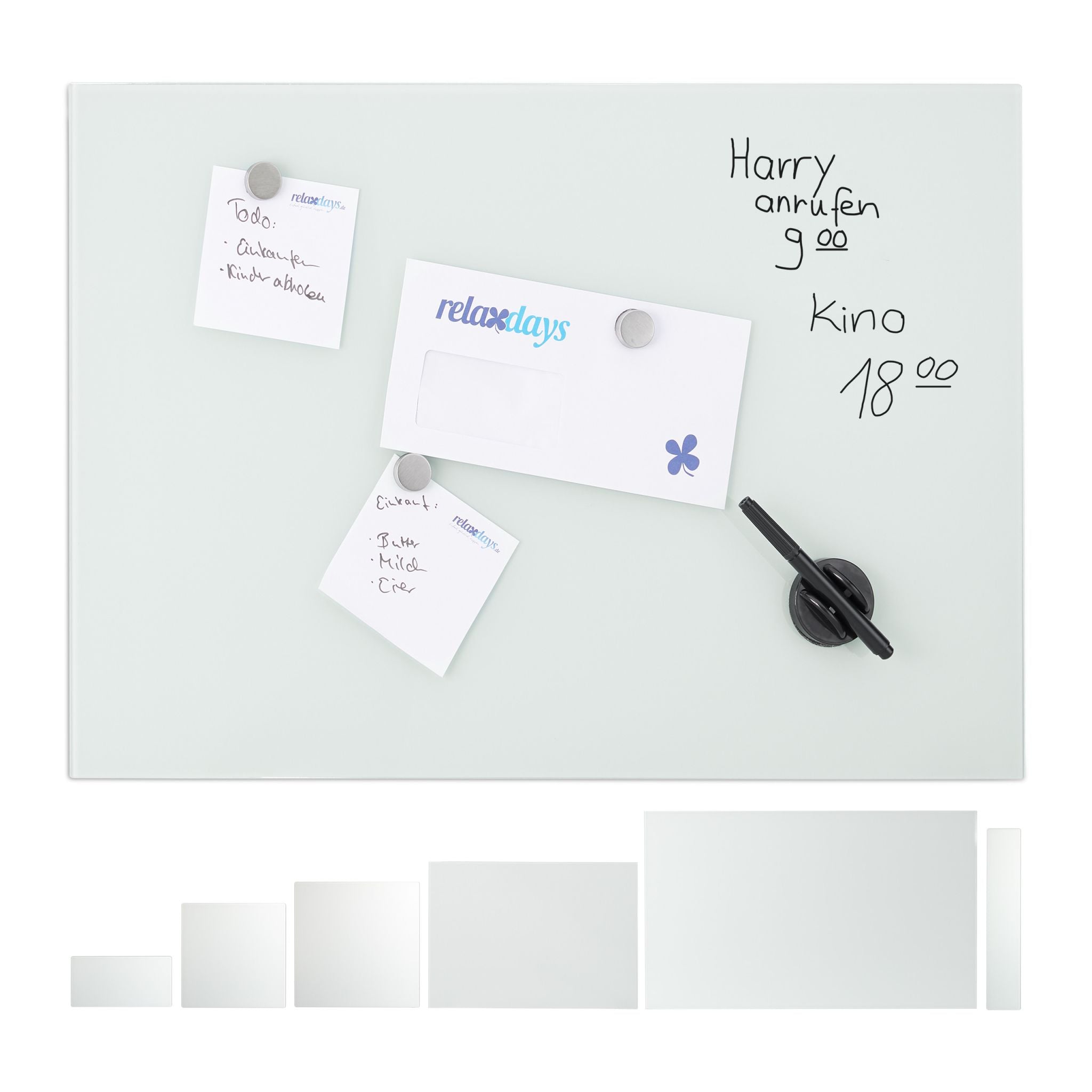 Glas-Magnetboard Weiss Weiss von Relaxdays