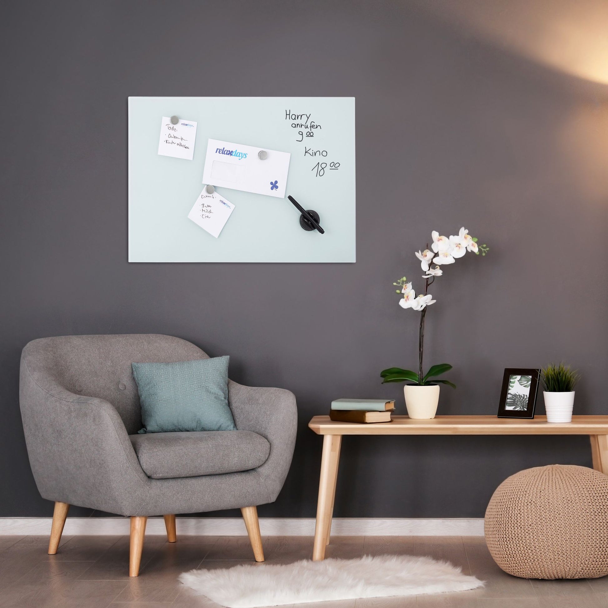 Glas-Magnetboard Weiss Weiss von Relaxdays