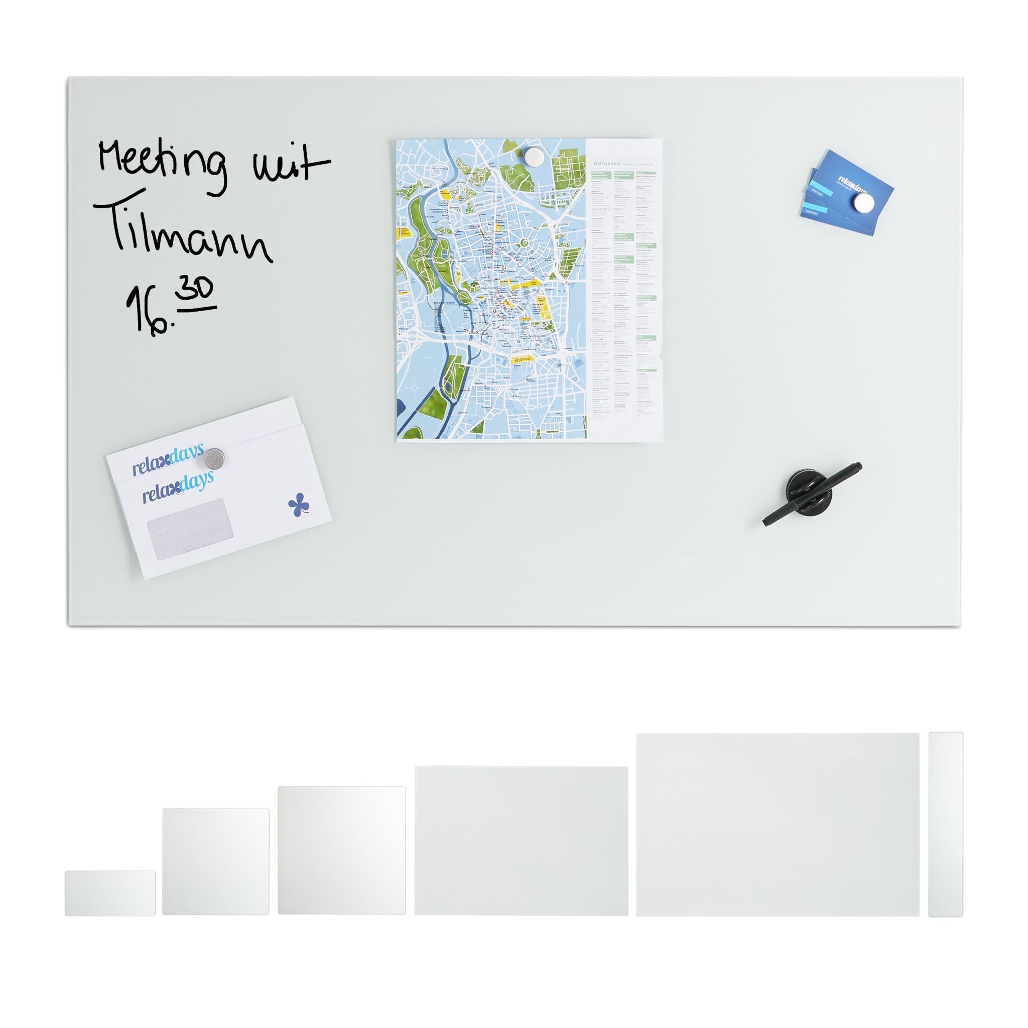 Glas-Magnetboard Weiss Weiss von Relaxdays