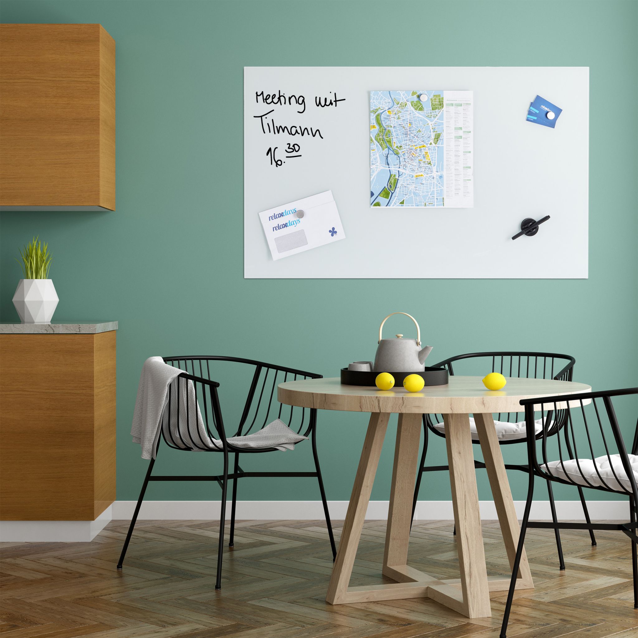 Glas-Magnetboard Weiss Weiss von Relaxdays