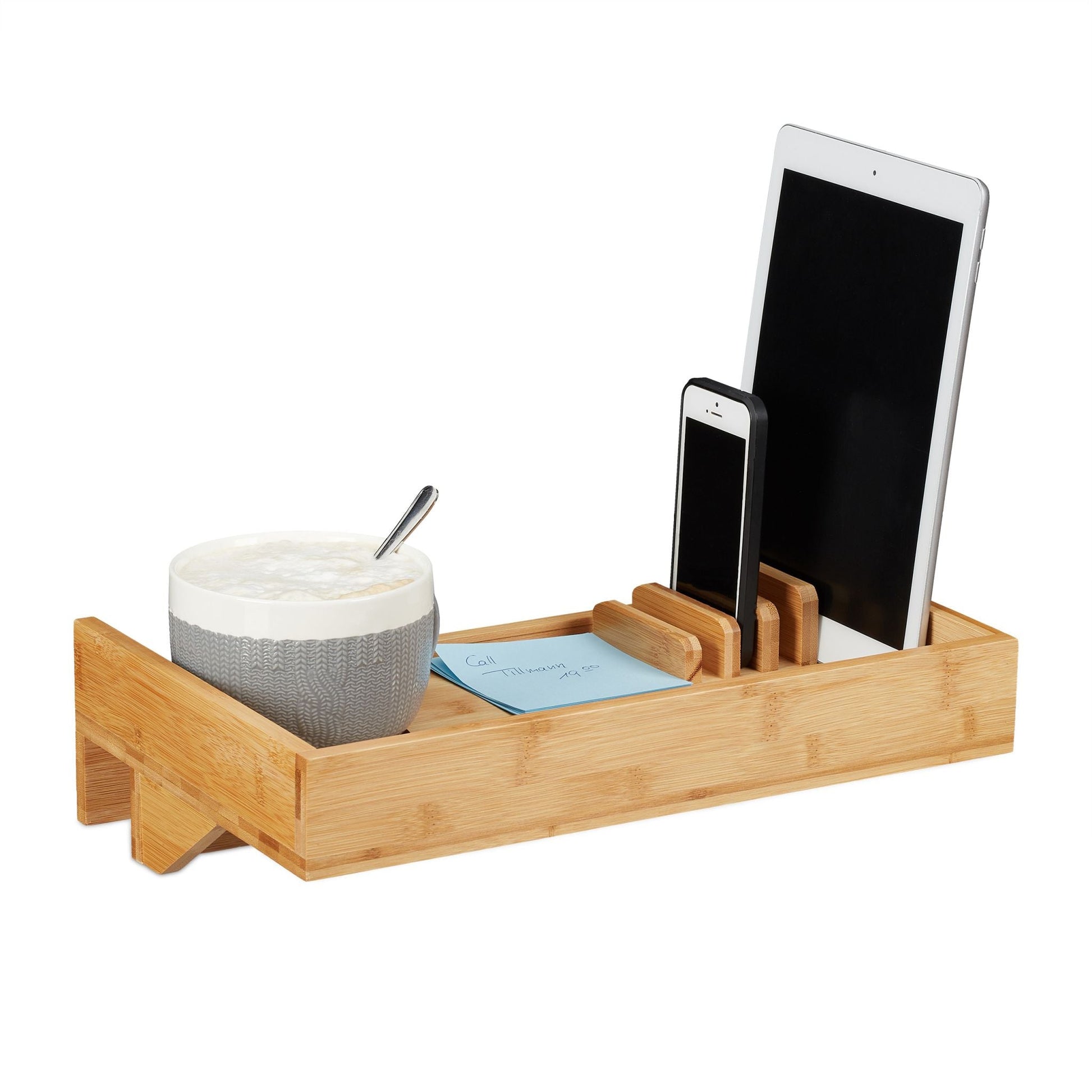 Bettablage Bambus mit Organizer Hellbraun von Relaxdays