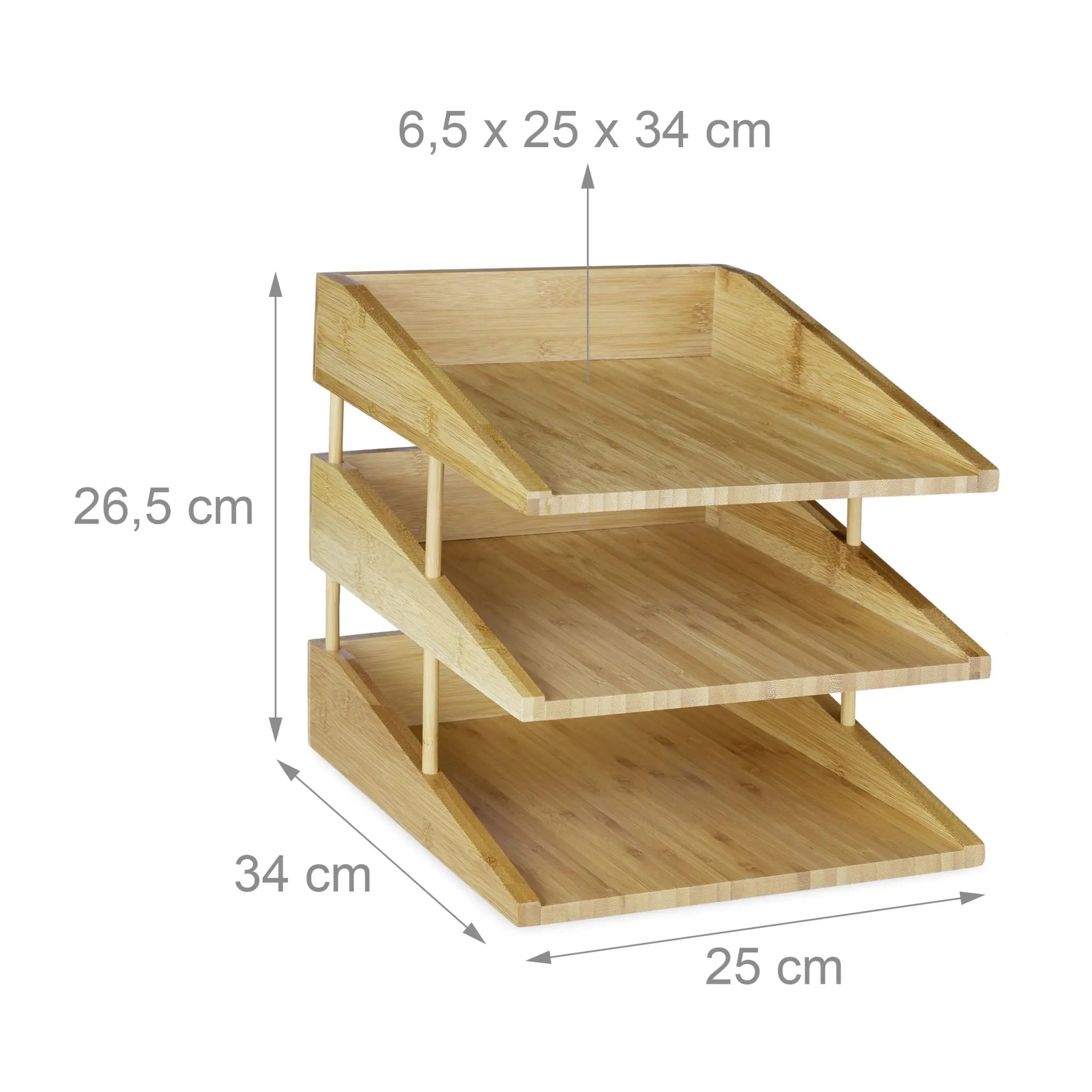 Dokumentenablage Bambus 3 Fächer Hellbraun von Relaxdays