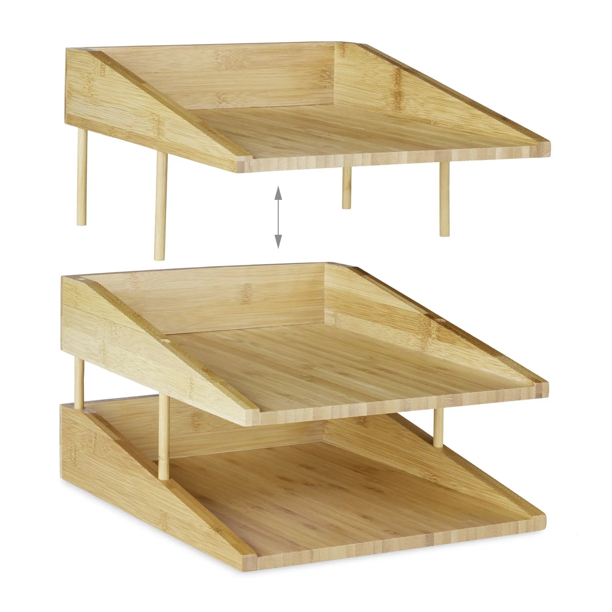 Dokumentenablage Bambus 3 Fächer Hellbraun von Relaxdays