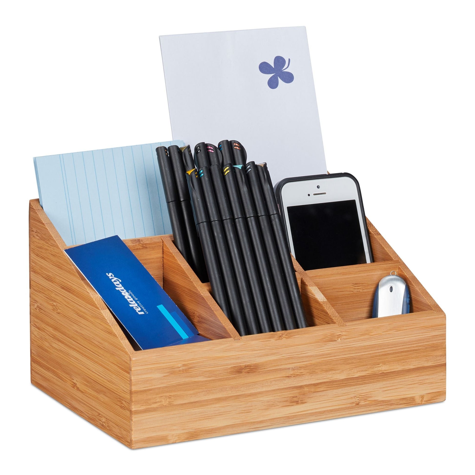 Schreibtisch Organizer 6 Fächer Hellbraun von Relaxdays