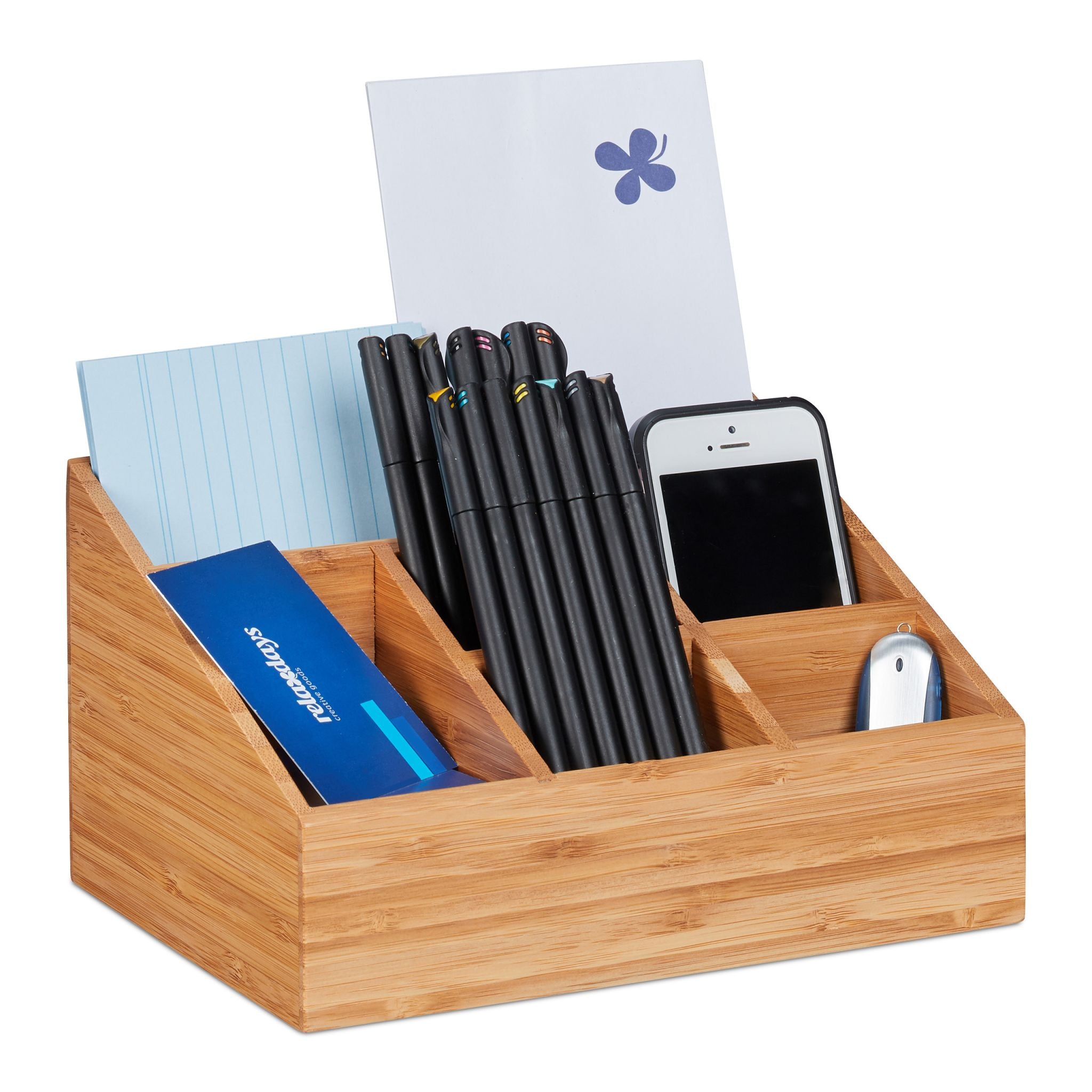 Schreibtisch Organizer 6 Fächer Hellbraun von Relaxdays