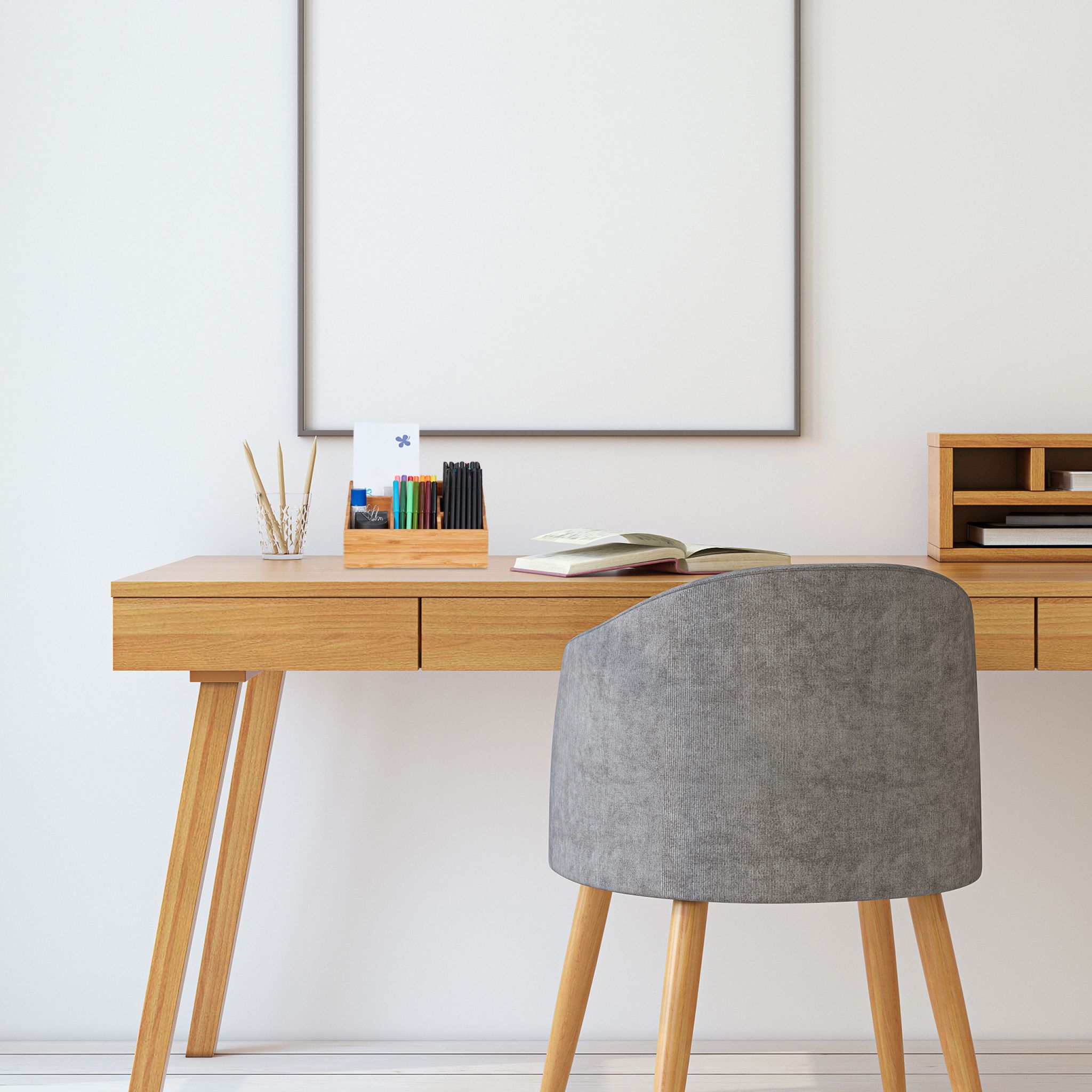 Schreibtisch Organizer 6 Fächer Hellbraun von Relaxdays