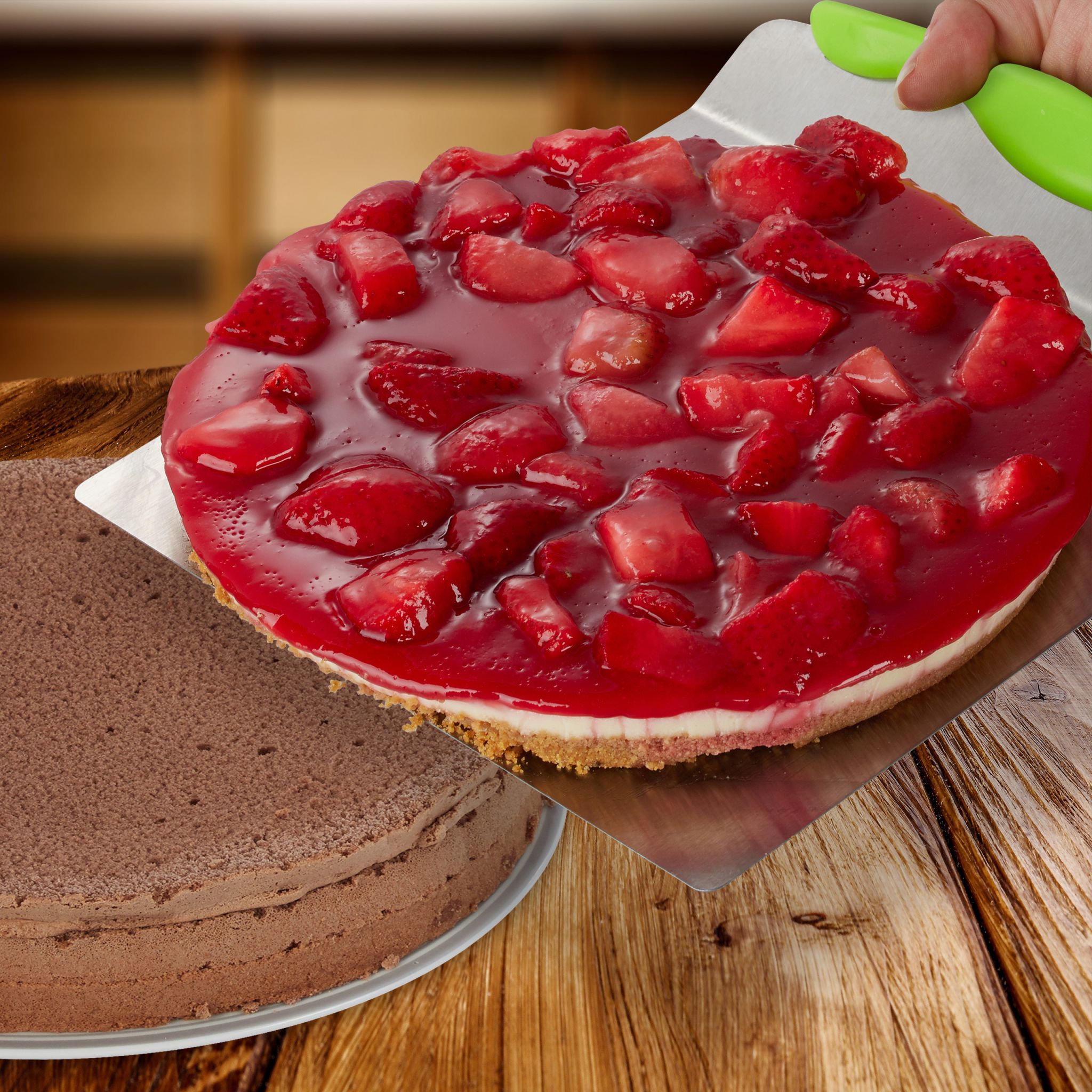Kuchenheber Edelstahl Grün-Silber von Relaxdays