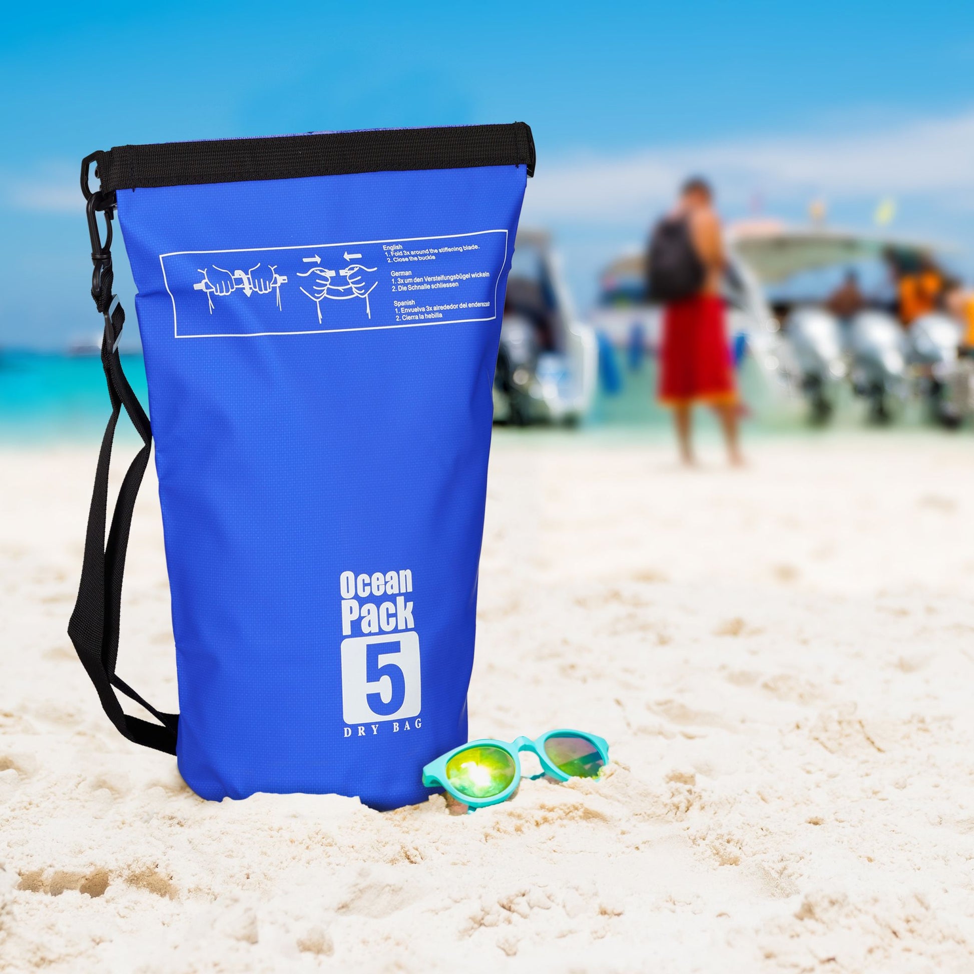Ocean Pack 5L wasserdicht Weiss-Blau-Schwarz von Relaxdays