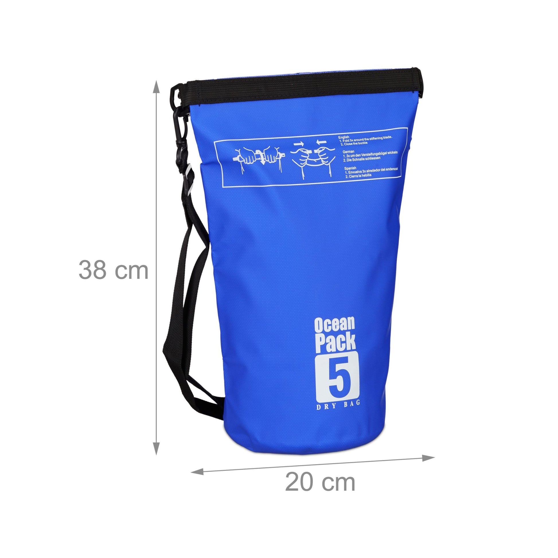 Ocean Pack 5L wasserdicht Weiss-Blau-Schwarz von Relaxdays