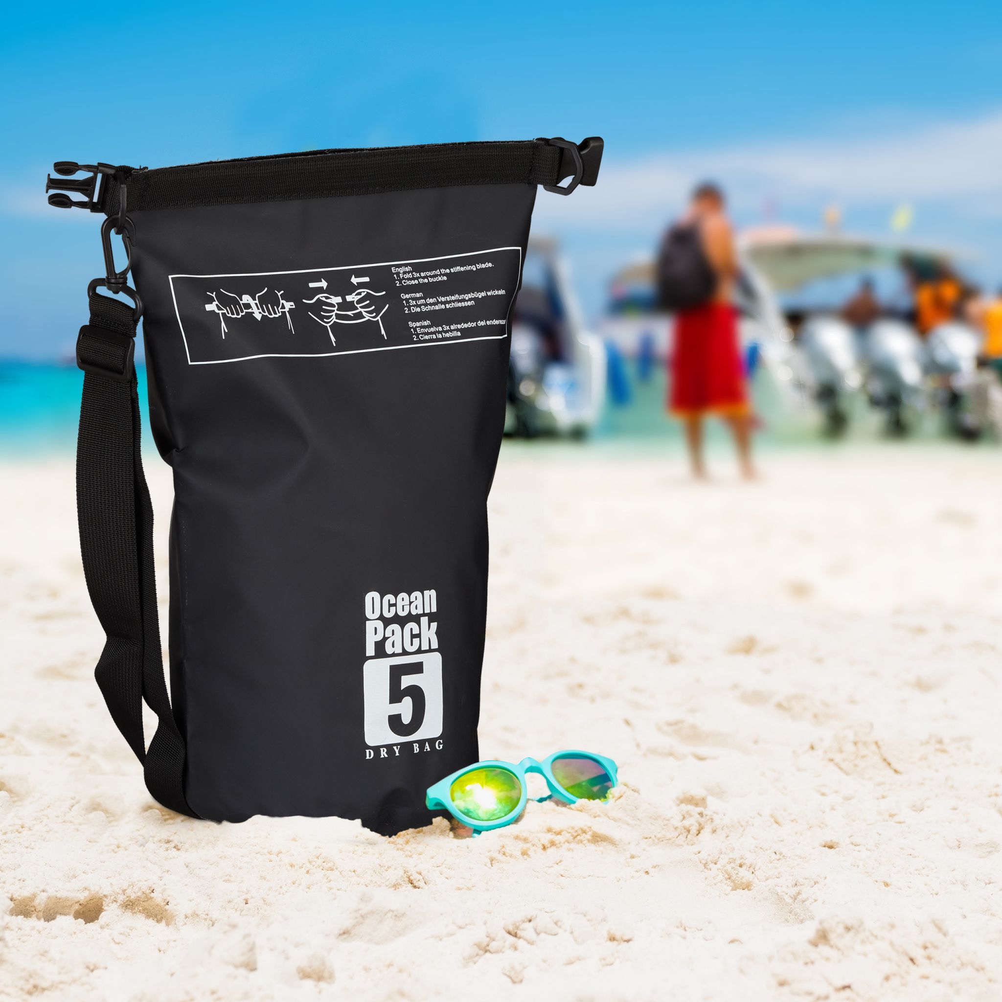 Ocean Pack 5L wasserdicht Weiss-Schwarz von Relaxdays