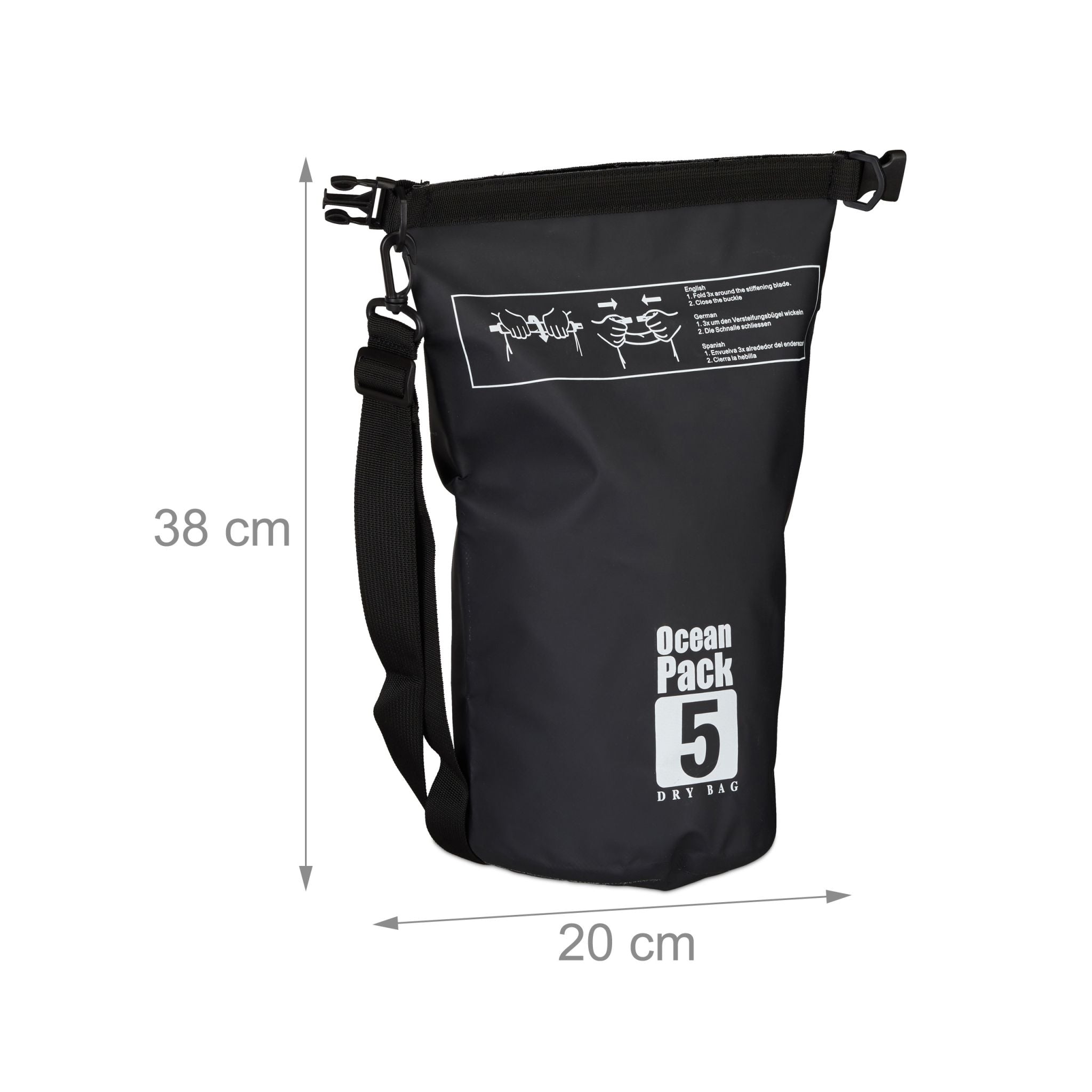 Ocean Pack 5L wasserdicht Weiss-Schwarz von Relaxdays