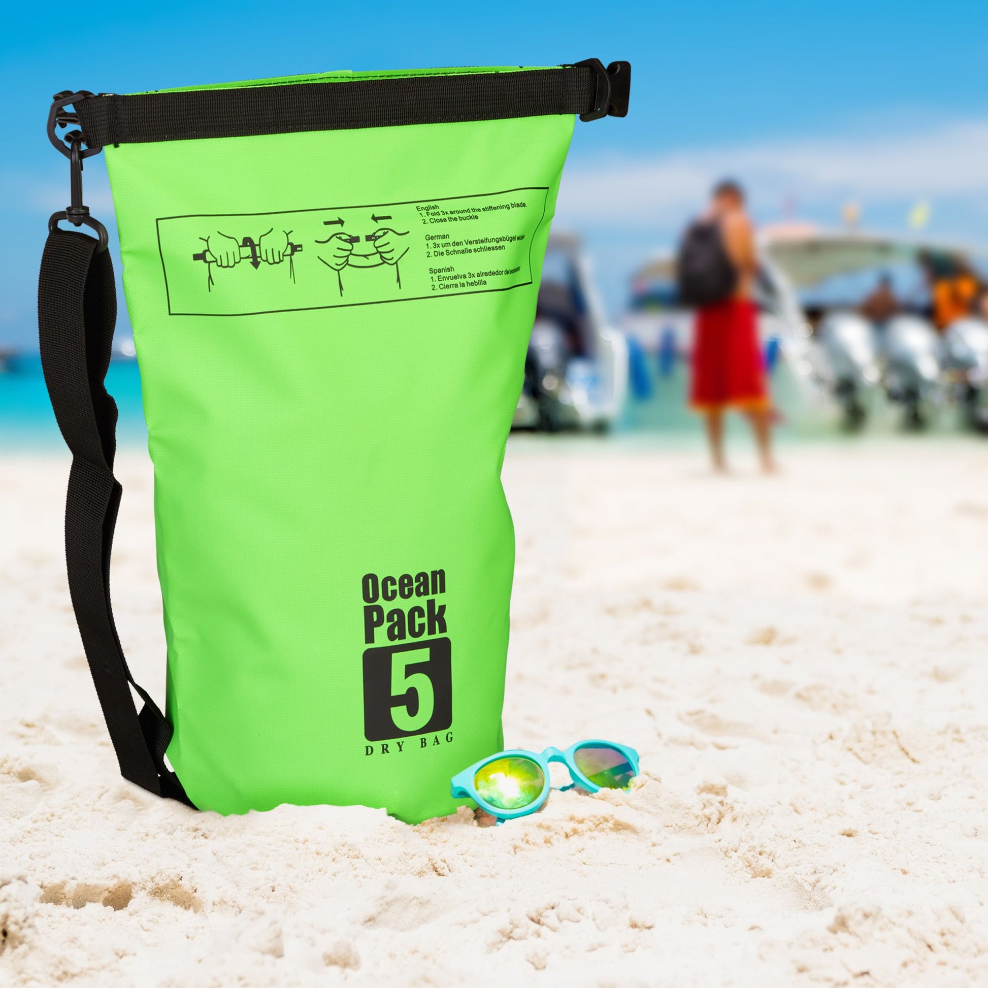 Ocean Pack 5L wasserdicht Grün-Schwarz von Relaxdays