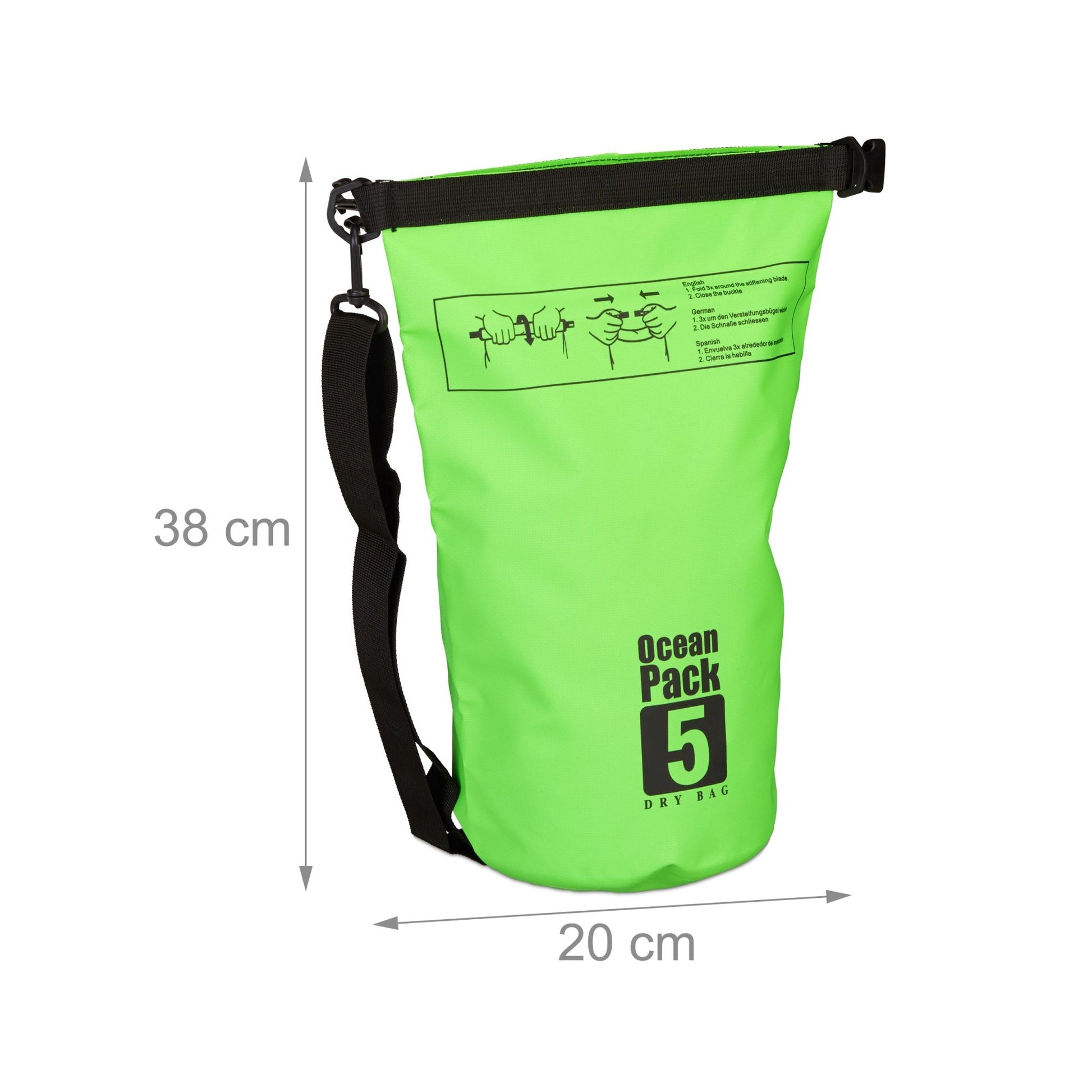 Ocean Pack 5L wasserdicht Grün-Schwarz von Relaxdays