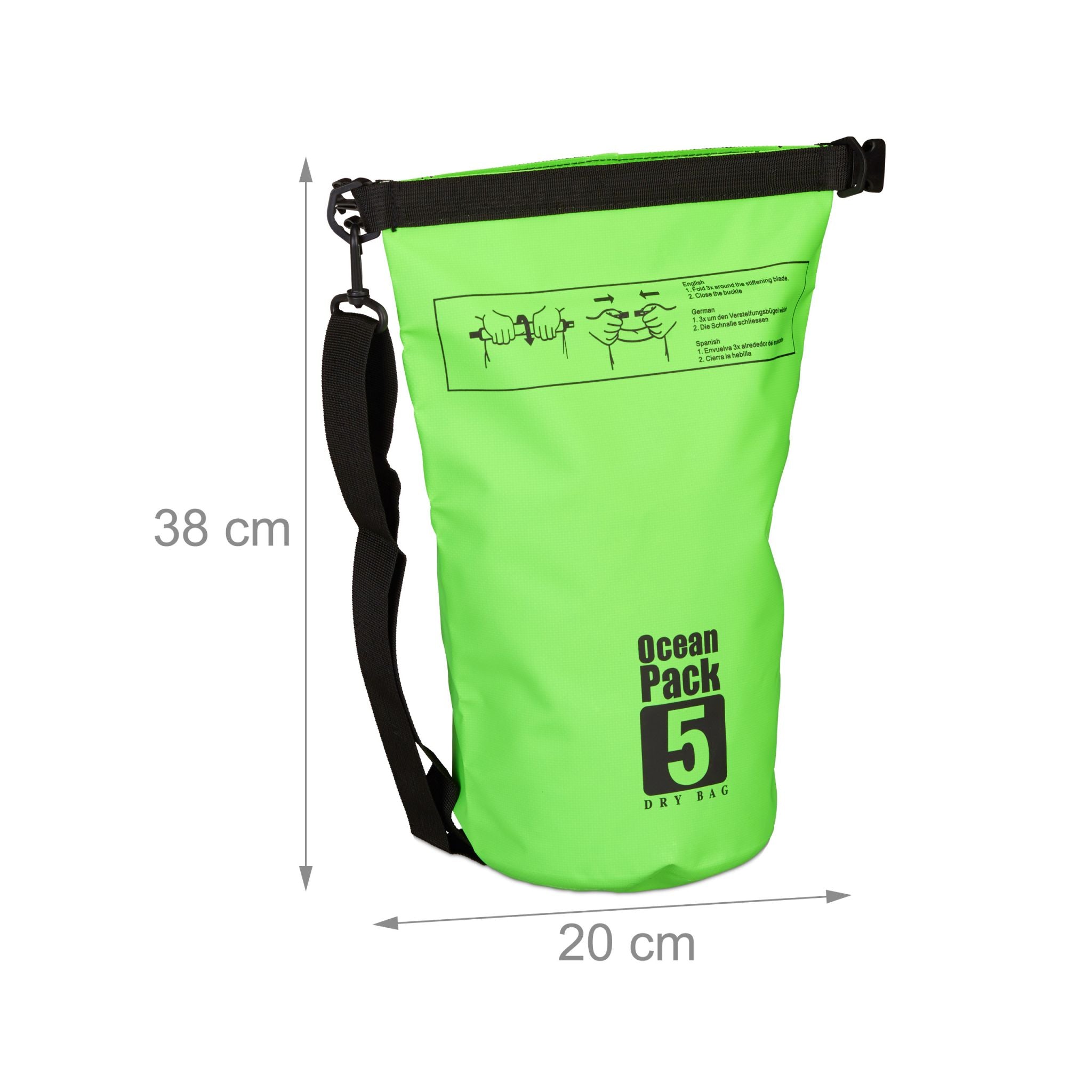 Ocean Pack 5L wasserdicht Grün-Schwarz von Relaxdays