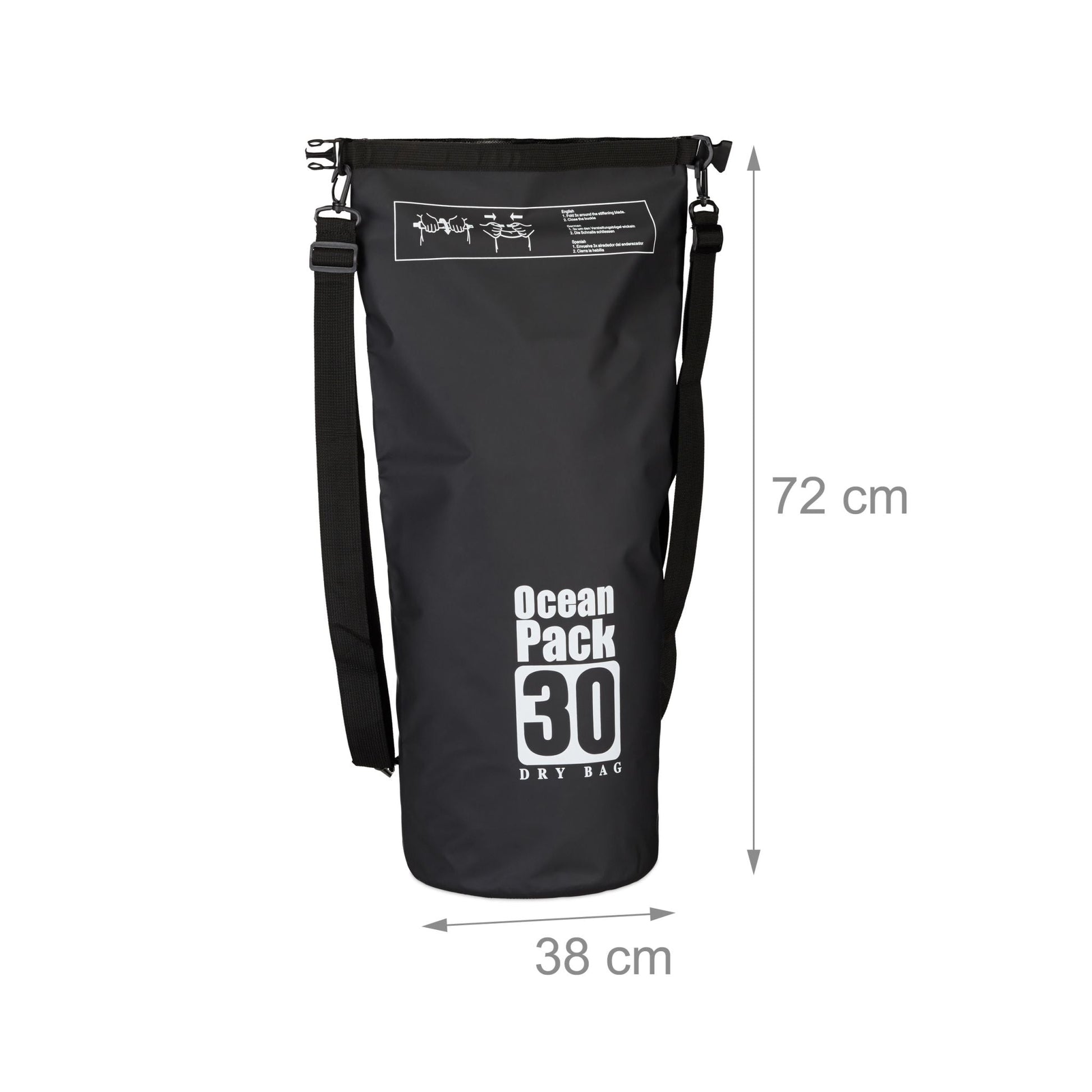Ocean Pack 30L wasserdicht Weiss-Schwarz von Relaxdays