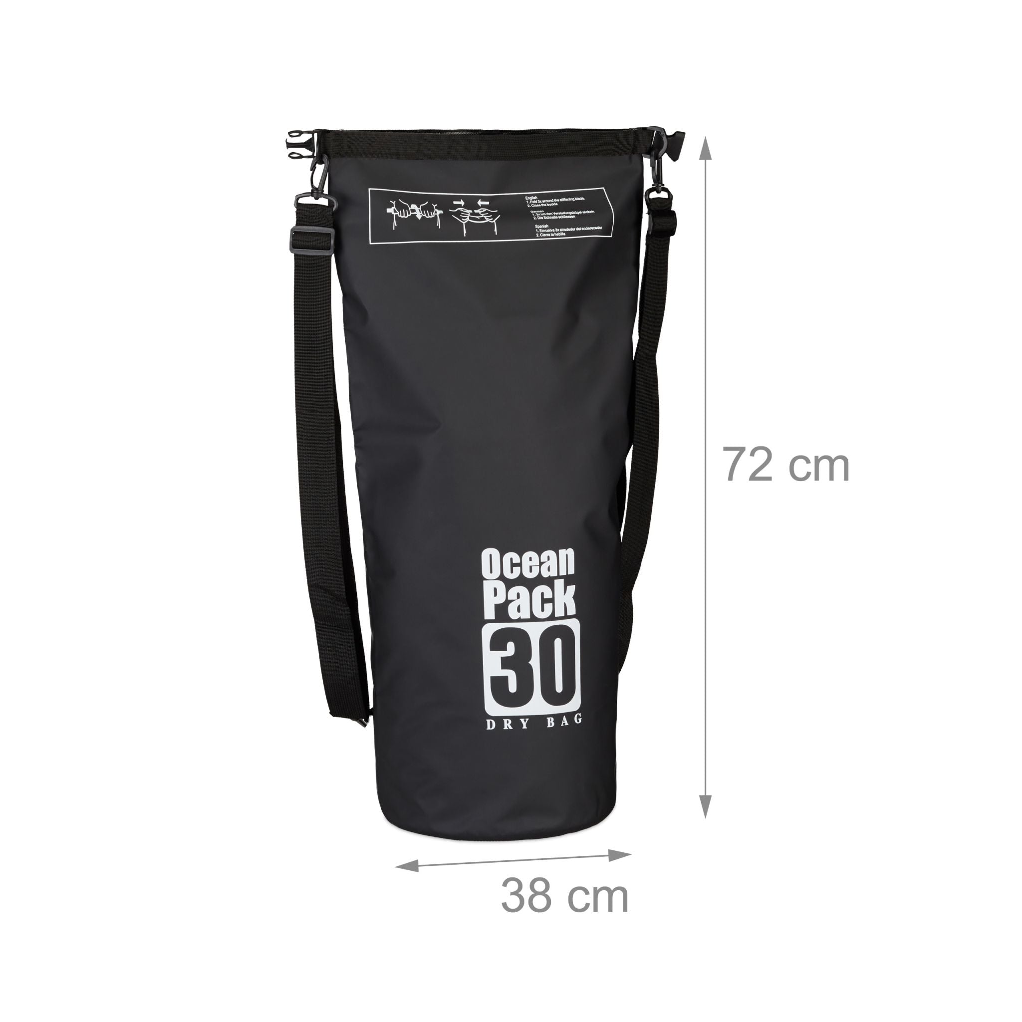 Ocean Pack 30L wasserdicht Weiss-Schwarz von Relaxdays