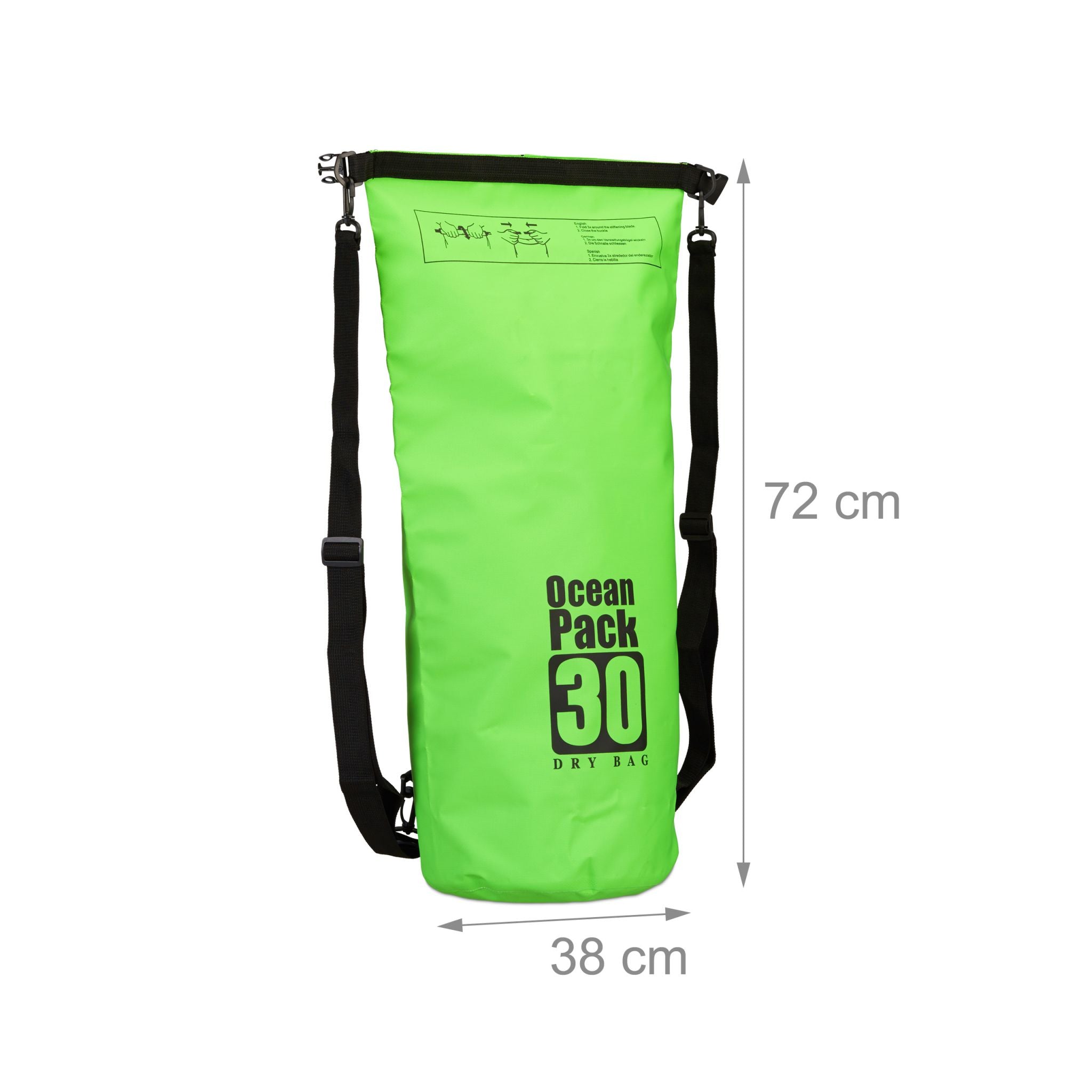 Ocean Pack 30L wasserdicht Grün-Schwarz von Relaxdays
