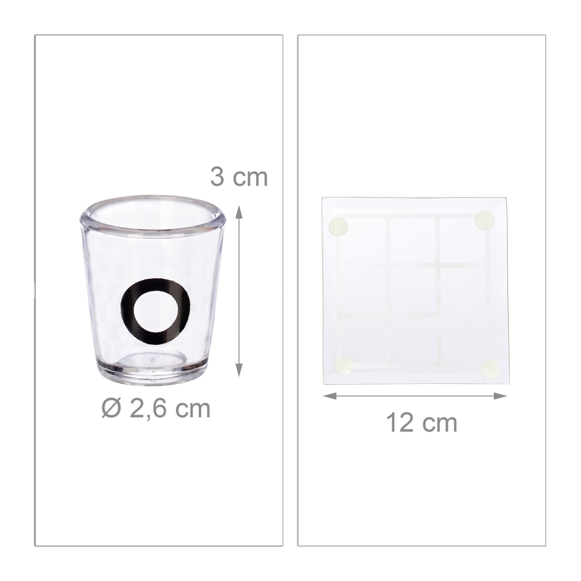 Tic Tac Toe Trinkspiel Weiss-Schwarz-Transparent von Relaxdays