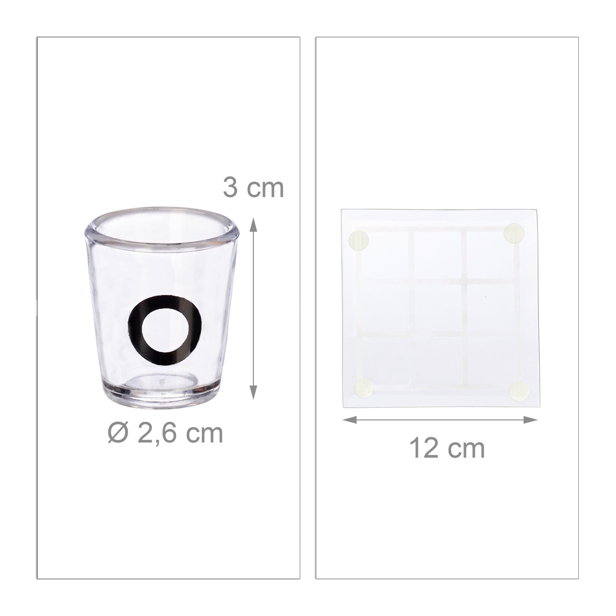 Tic Tac Toe Trinkspiel Weiss-Schwarz-Transparent von Relaxdays