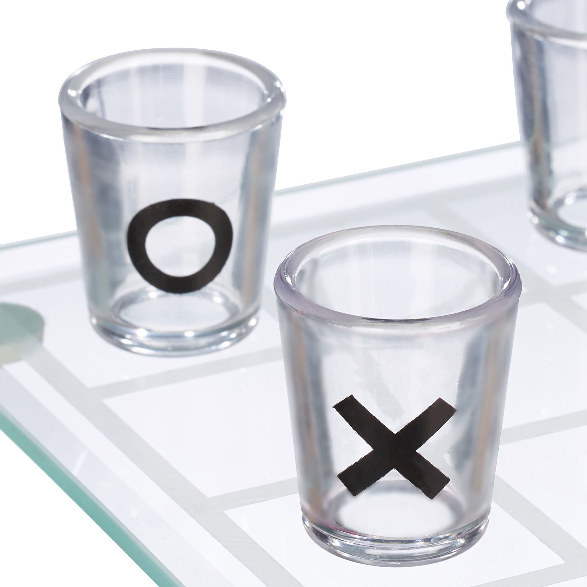 Tic Tac Toe Trinkspiel Weiss-Schwarz-Transparent von Relaxdays
