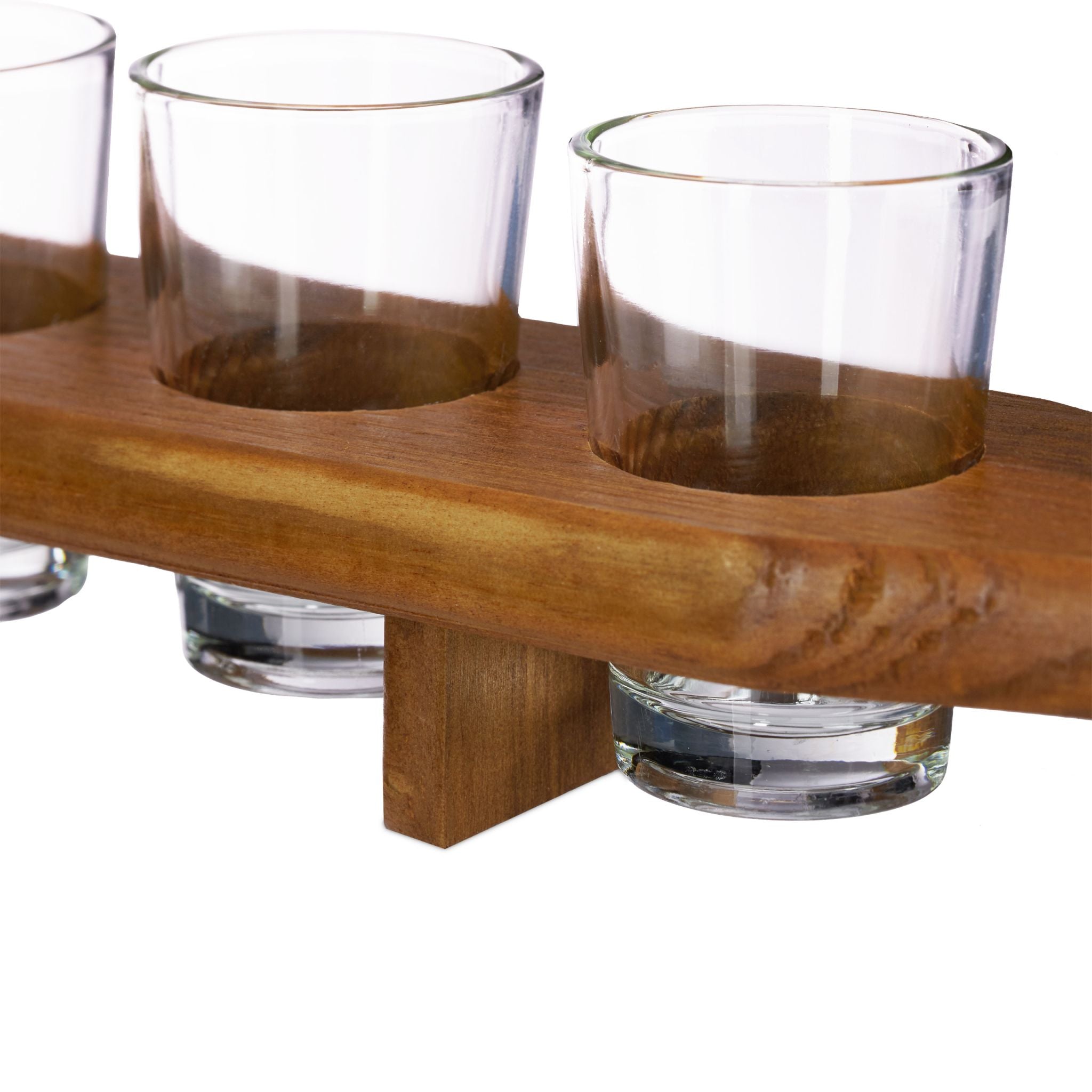 Schnapsbrett Holz mit 6 Gläsern Braun-Transparent von Relaxdays