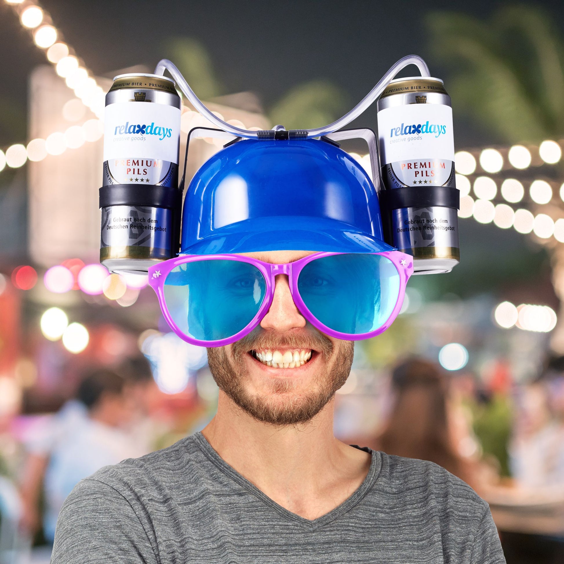 Party Trinkhelm Blau-Schwarz-Transparent von Relaxdays